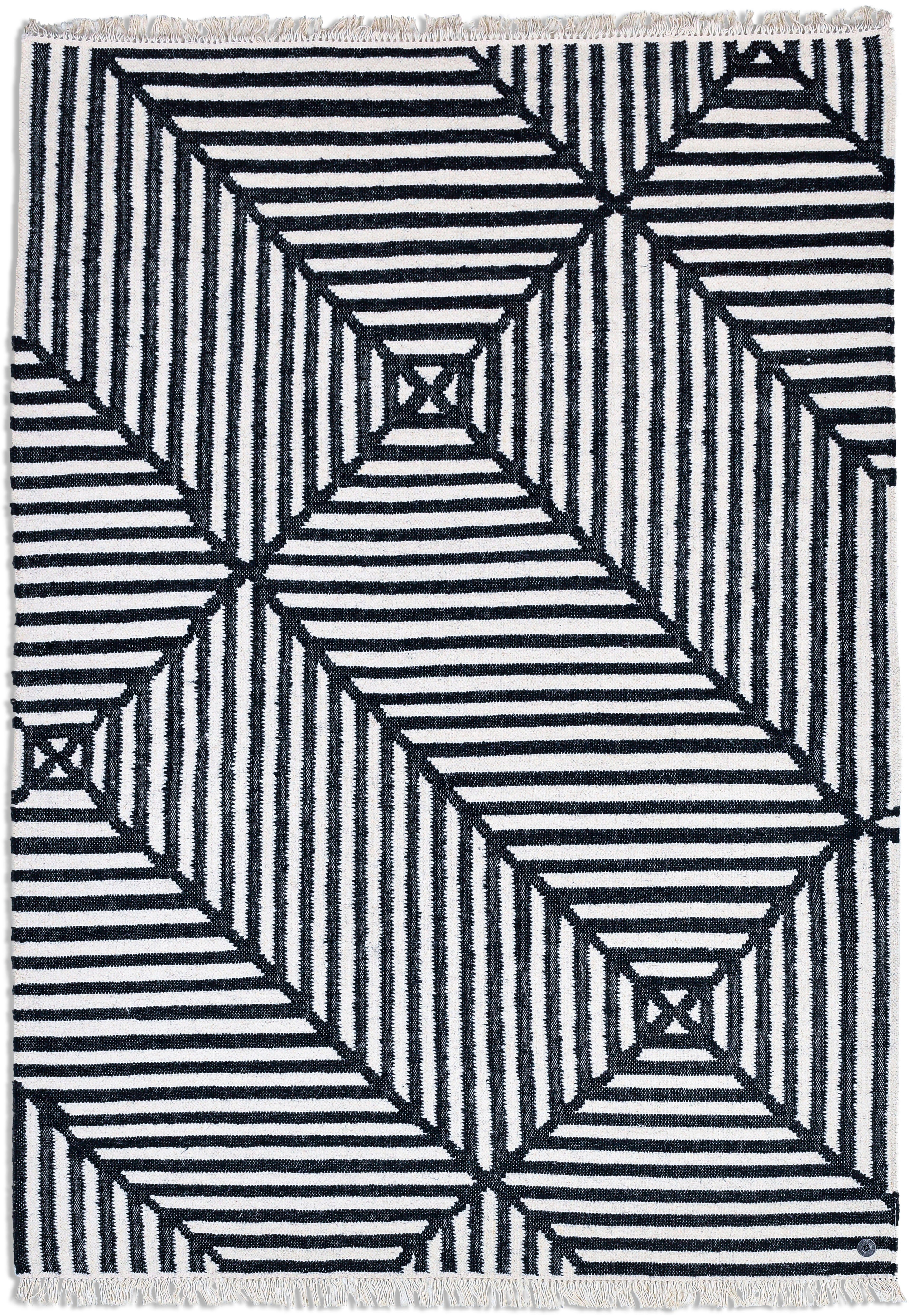 TOM TAILOR HOME Teppich Criss Cross, rechteckig, Höhe: 5 mm, handgewebt, mit Fransen, Boho-Style