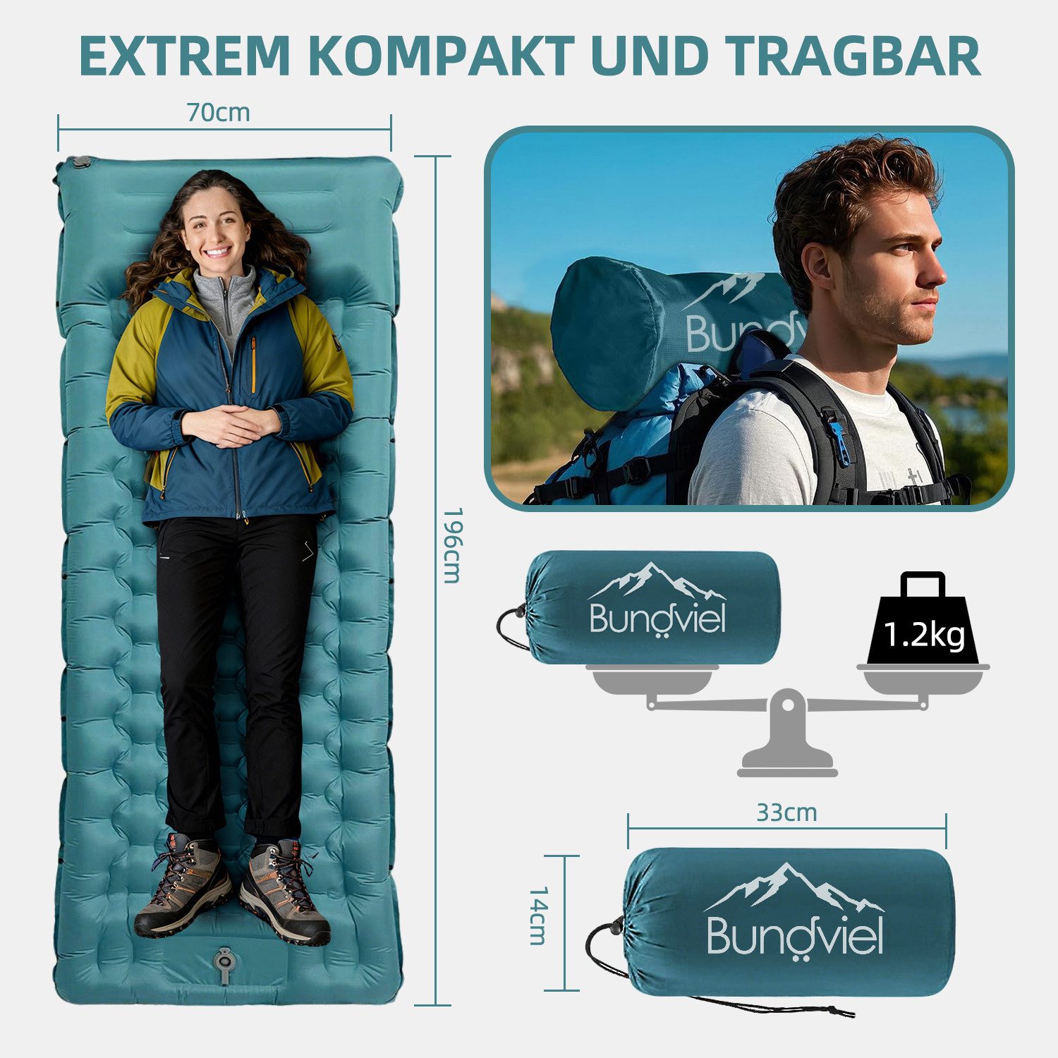 Bundviel Luftbett Camping Selbstaufblasend 12cm Dicke Luftmatratze Utraleic günstig online kaufen