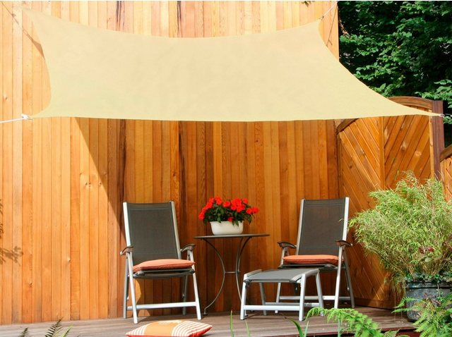 Floracord Sonnensegel Rechteckig wasserdurchlässig 500 cm x 400 cm Weizen
