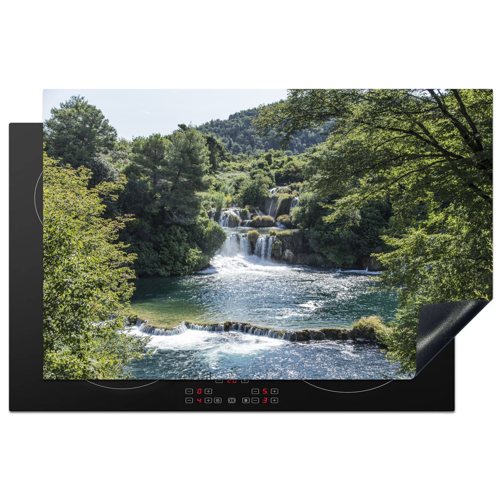 MuchoWow Herdblende-/Abdeckplatte Wasserfälle im Krka-Nationalpark in Kroatien, Vinyl, (1 tlg), 81x52 cm, Induktionskochfeld Schutz für die küche, Ceranfeldabdeckung