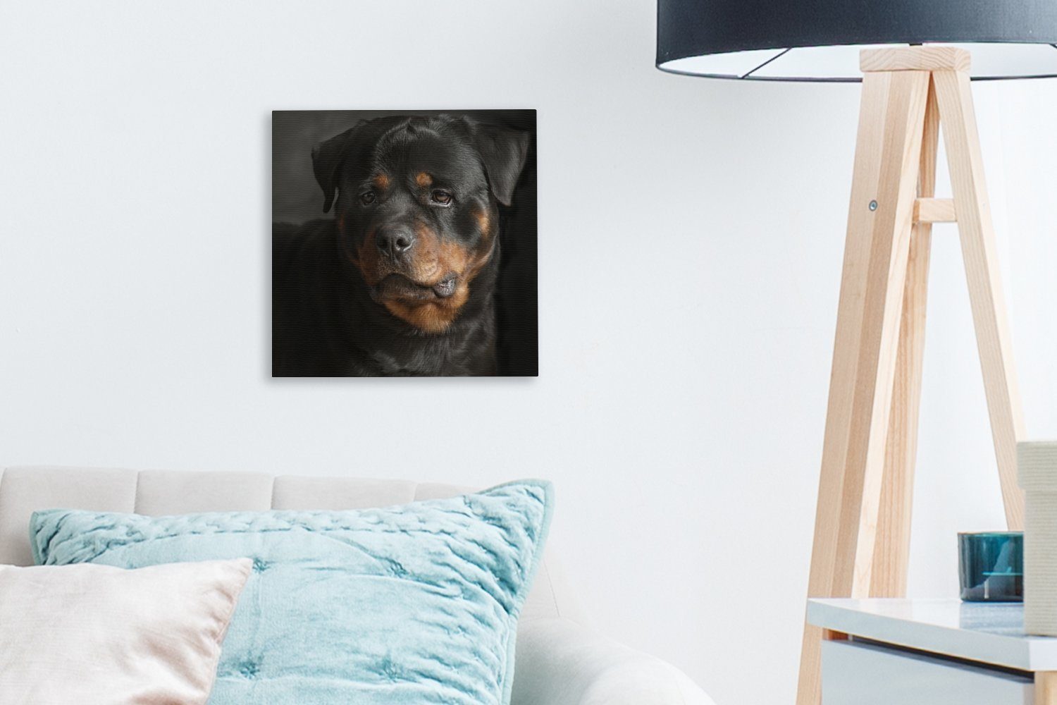 im Atelier, für Bilder OneMillionCanvasses® Leinwand (1 Rottweilers Porträt Wohnzimmer Leinwandbild Schlafzimmer eines St),