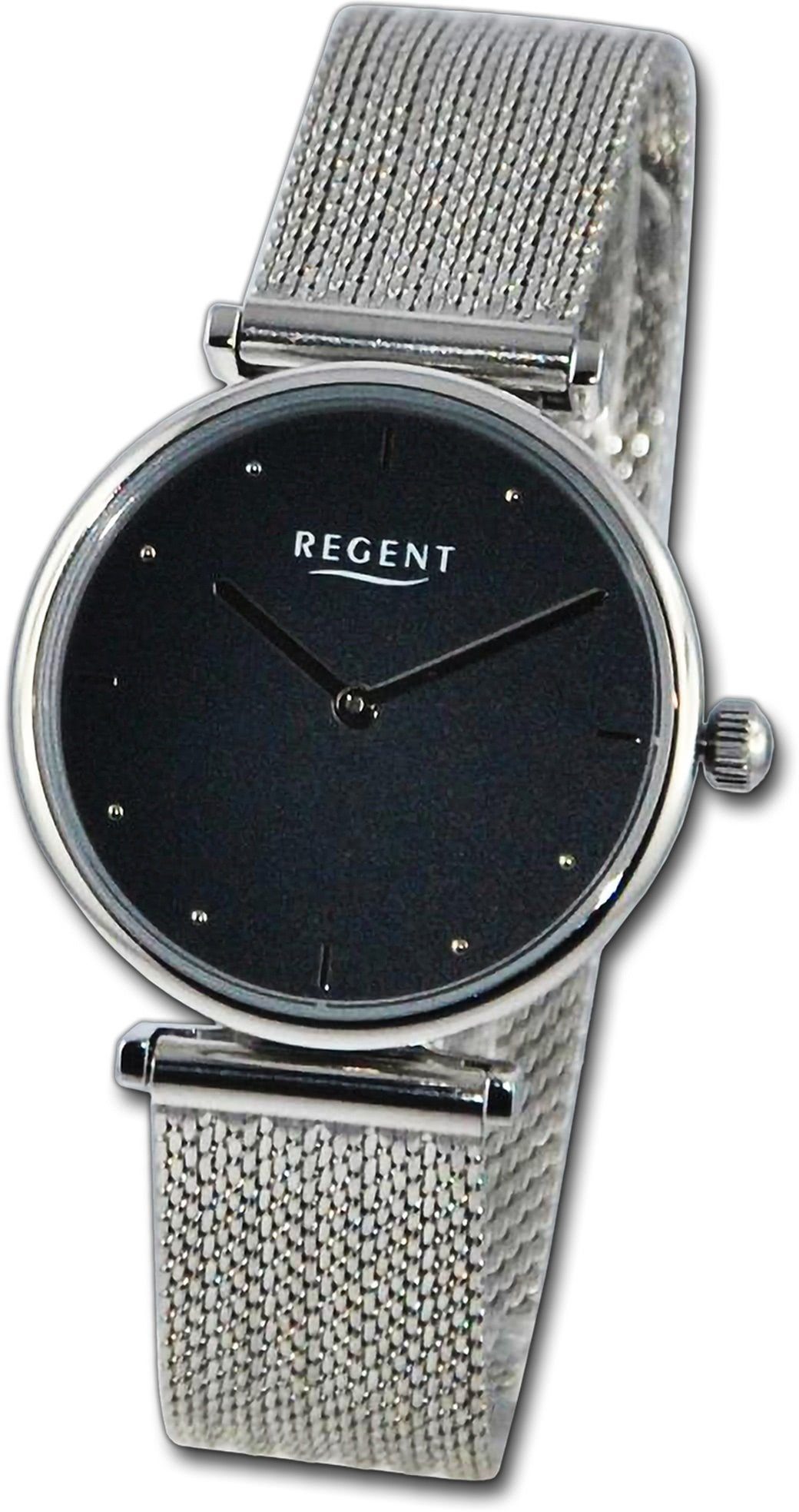 Regent silber, (ca. rundes groß 37mm) Quarzuhr Damenuhr Metallarmband Analog, Gehäuse, Armbanduhr Damen extra Regent