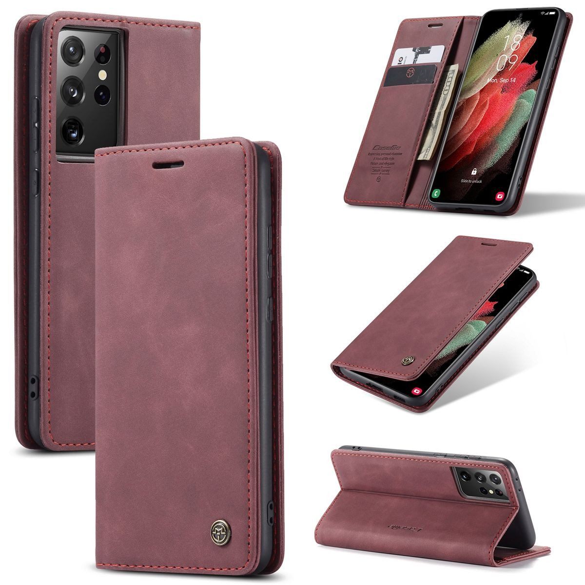 König Design Handyhülle Samsung Galaxy S21 Ultra, Schutzhülle Schutztasche Case Cover Etuis Wallet Klapptasche Bookstyle