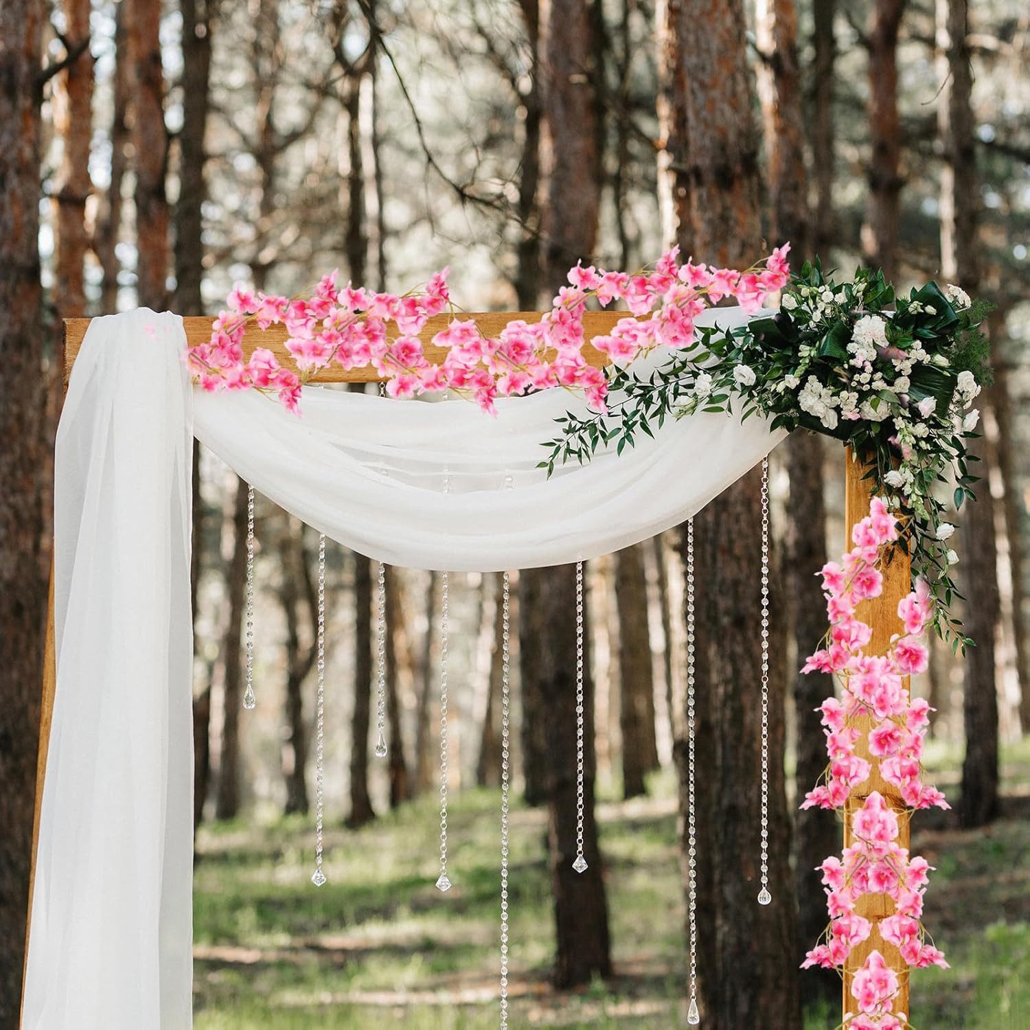 Kunstranke Künstliche Blumne Kirschblüten Girlande 180cm Blumengirlande Blumen Hangend Vine Seidenblumen Girlande Deko, Diwzbyn, für Garten Hochzeit Party Wandd – Bild 4 von 5
