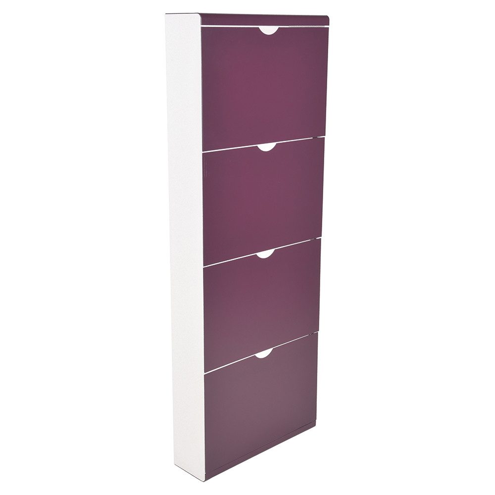 Lomadox Schuhschrank EDMONTON-120 4 Klappen, weiß mit violett
