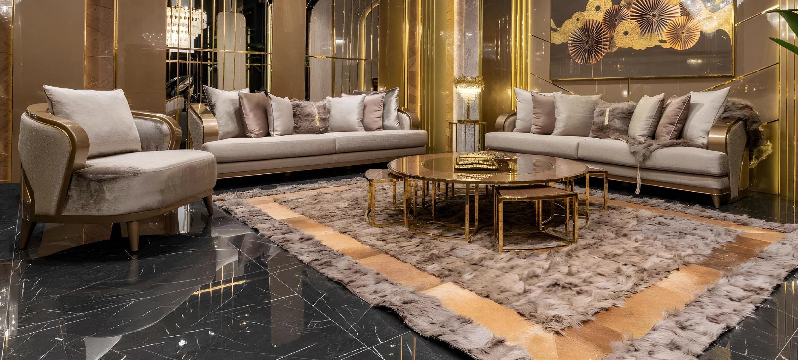 Xlmoebel Polstergarnitur Exklusive Beigefarbene Couchgarnitur mit Tisch und 2 Sofas, (4-tlg), Made in Europa
