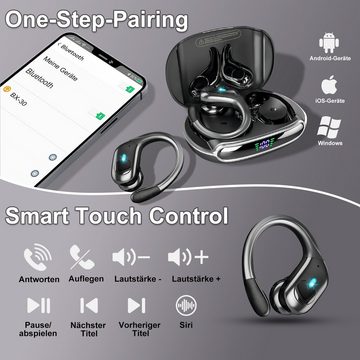 HYIEAR Bluetooth 5.3 Sportkopfhörer,Earbuds Kabellos mit Ohrbügeln, IPX5 In-Ear-Kopfhörer (Siri, Bluetooth, Regen- und schmutzabweisend. Smart Touch, geringer Stromverbrauch)