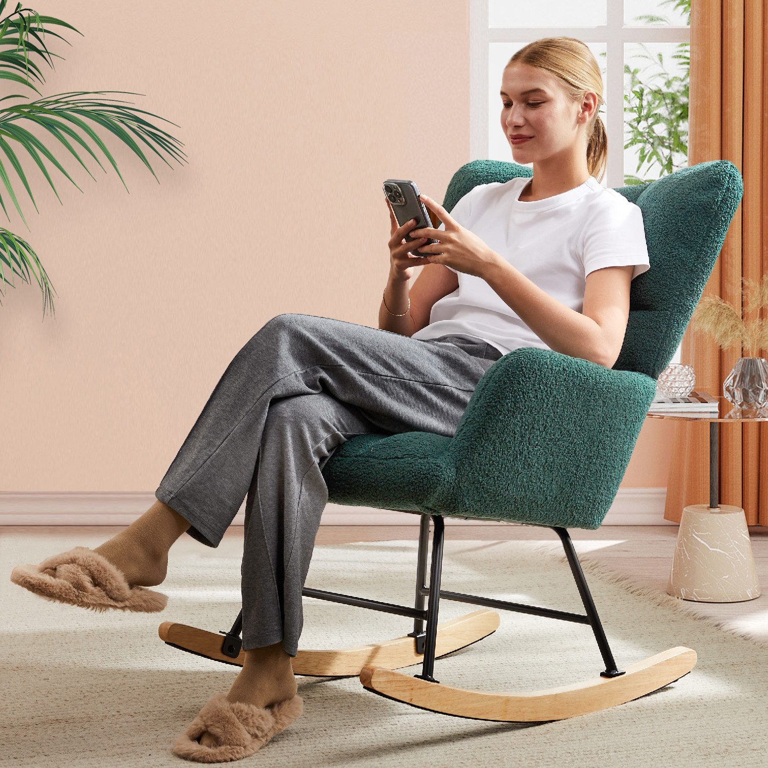 DUMOS Schaukelstuhl wohnzimmer,schaukelstuhl outdoor, mit Relaxfunktion günstig online kaufen