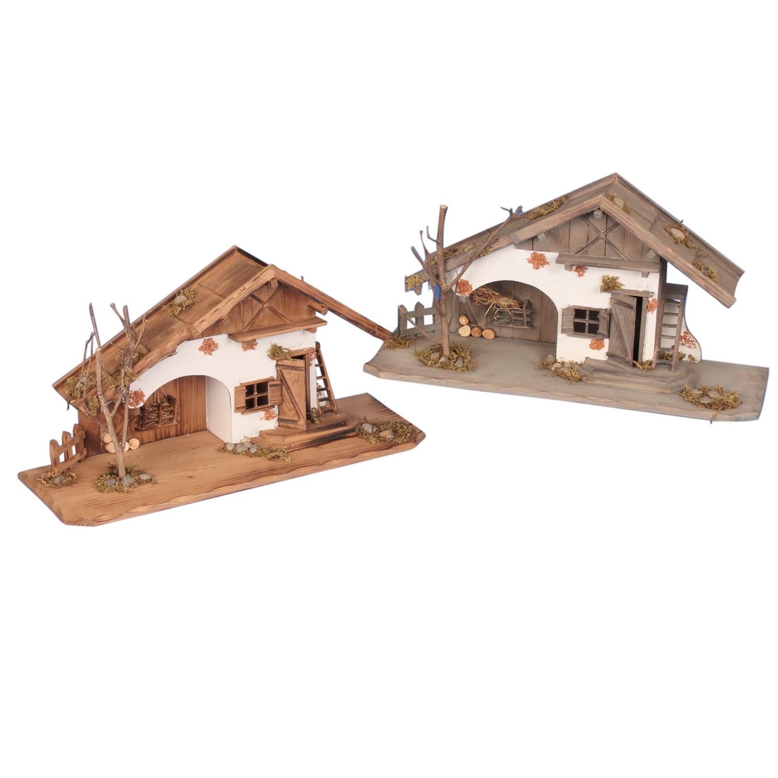 Geschenkestadl Weihnachtshaus Holzhaus B55cm T19cm H28cm Landhaus Weihnachtsstall für Krippenfiguren