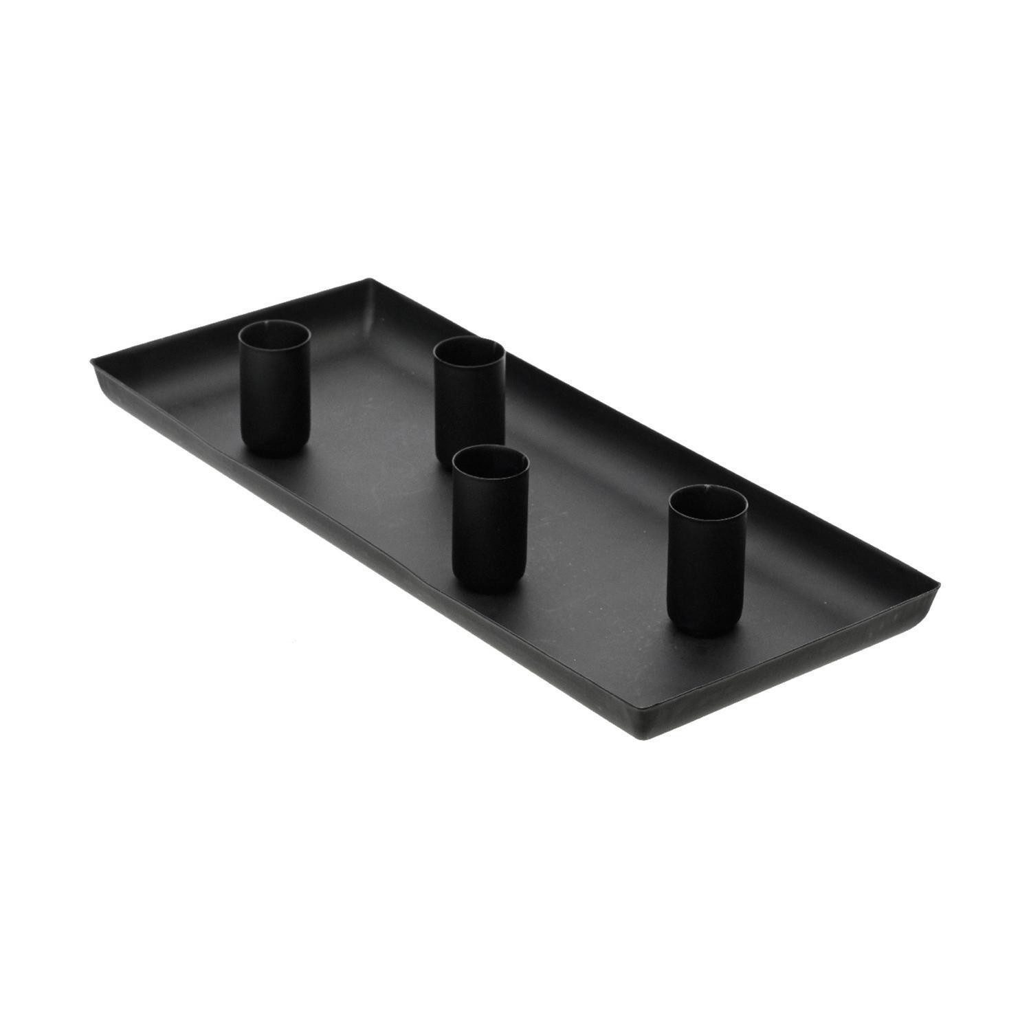 Kaemingk Adventskranz Kerzenständer DAX, B 29 cm, Schwarz, Eisen, geeignet für 4 Stabkerzen