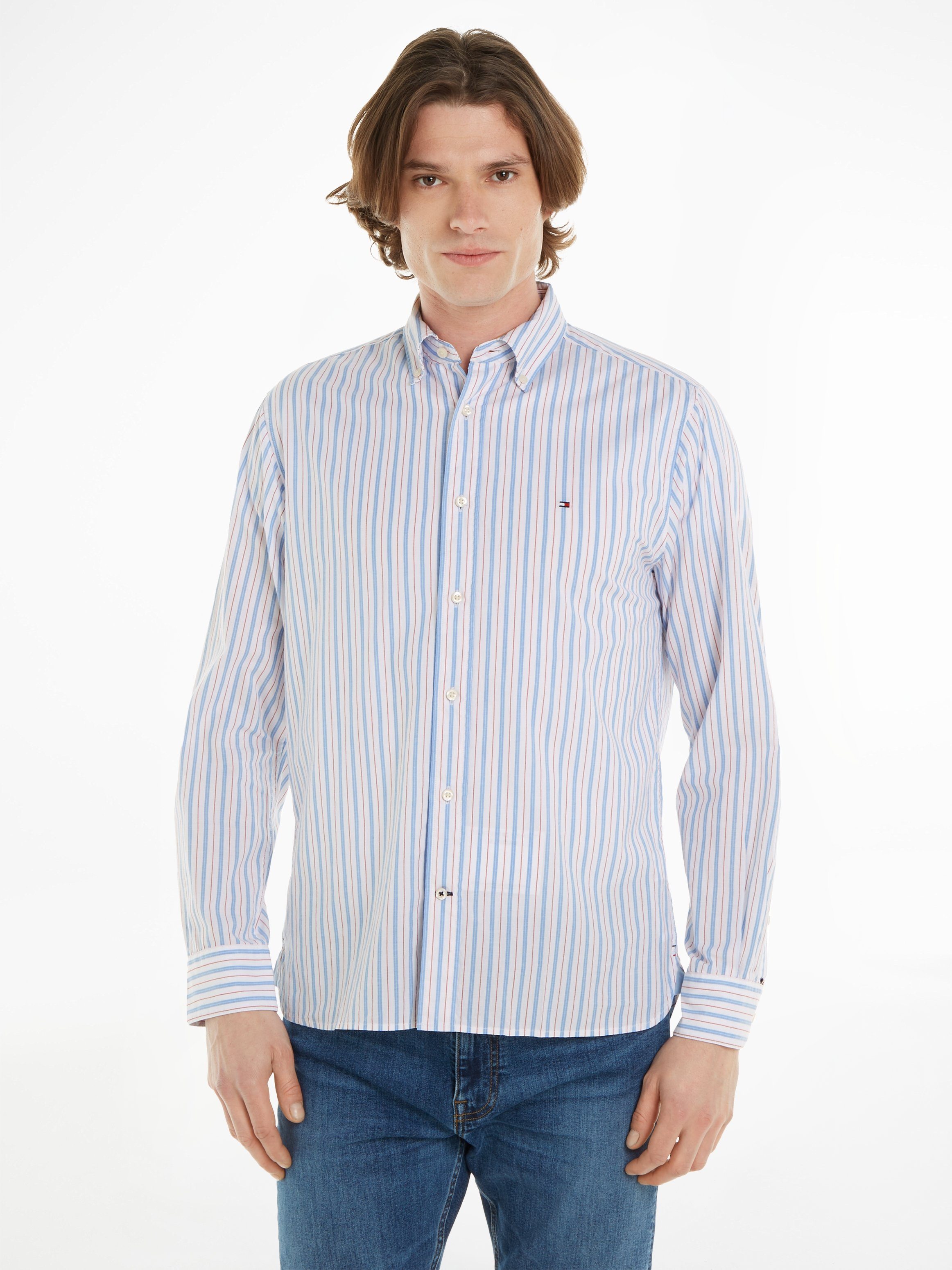 NATURAL mit EASY STP SOFT Langarmhemd SHIRT Knopfleiste Tommy Hilfiger RF