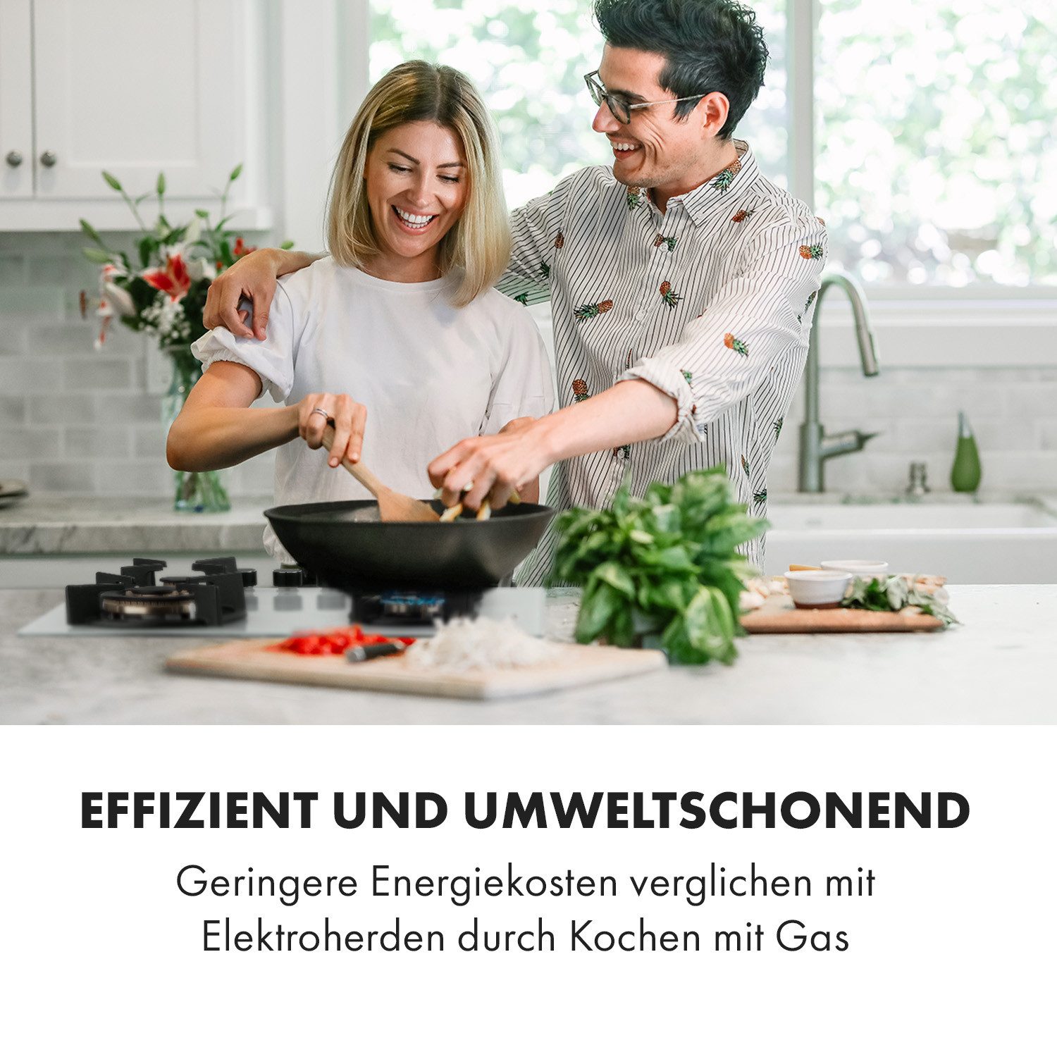 Klarstein Gas-Kochfeld Goldflame 4, Einbau Gas Kochfeld 4 Platten Herdplatte Kochplatte Einbaukochfeld