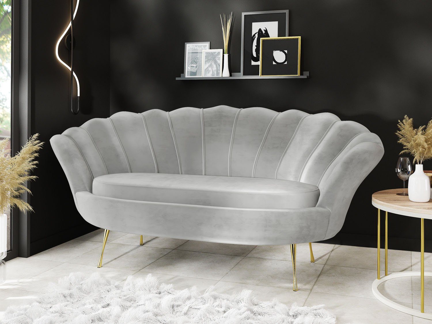 WFL GROUP Sofa Muschel, Samt 2-Sitzer günstig online kaufen