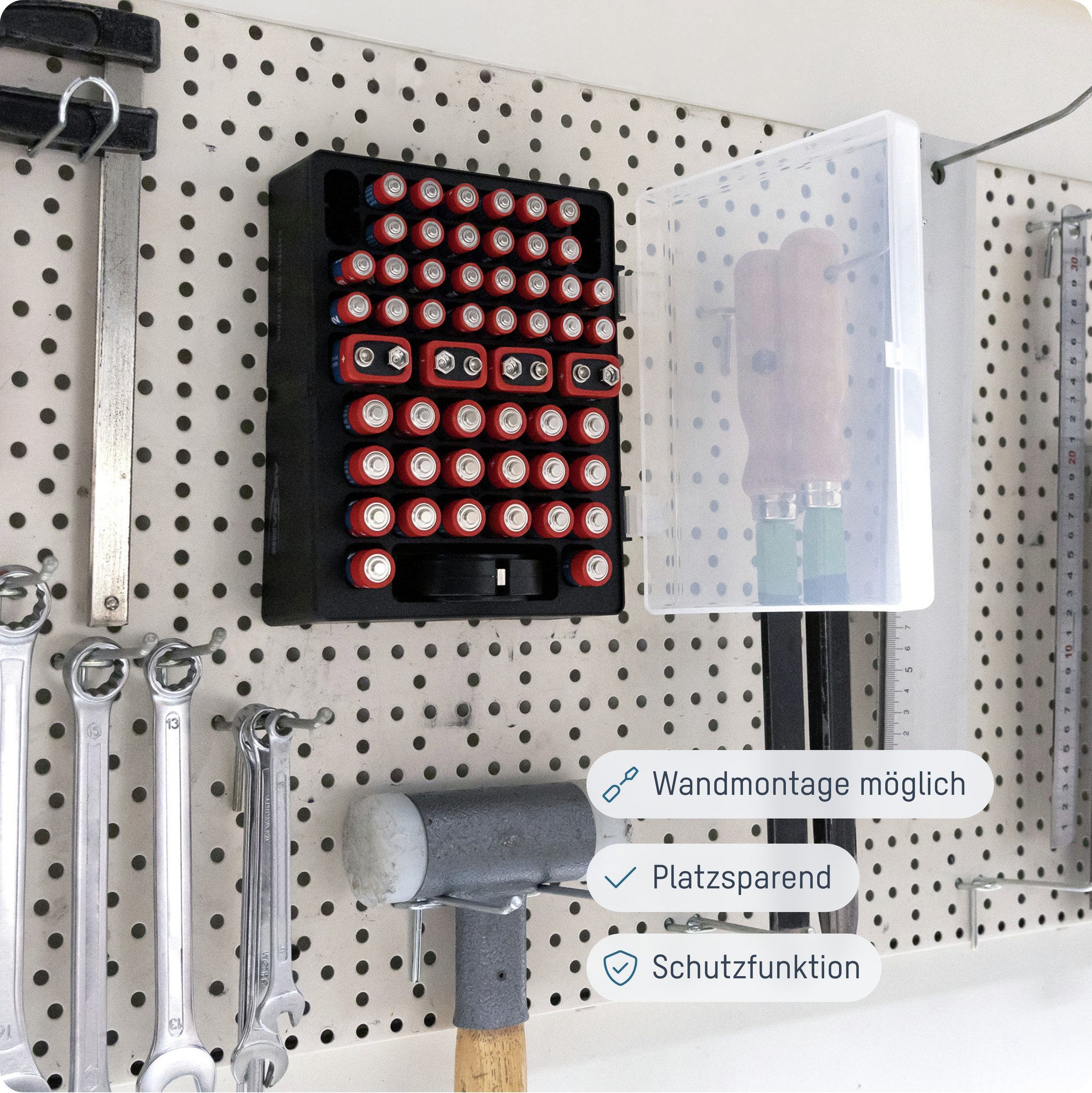 ANSMANN AG Batteriebox inkl. Tester für 56 Batterien AAA, AA, 9V Akku