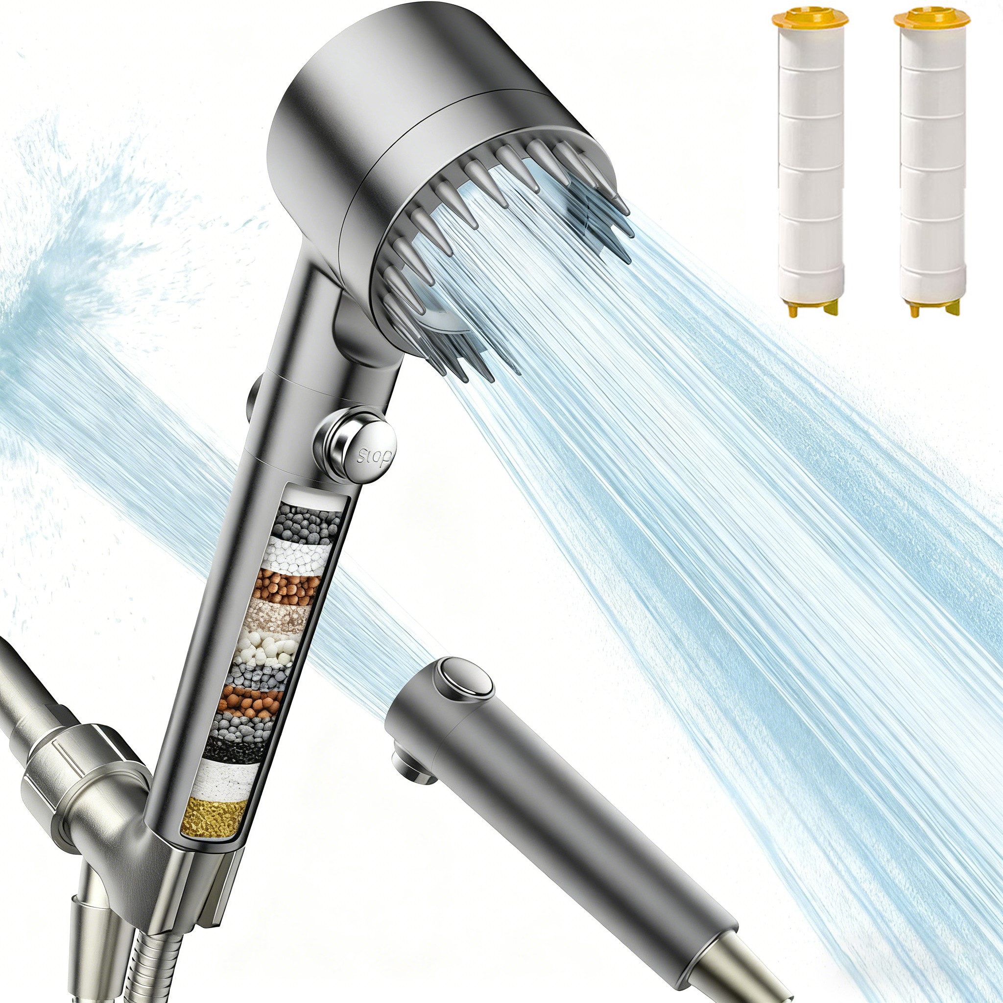 PFCTART Handbrause Hochdruck-Duschkopf mit Silikon-Massagefunktion (3 Sprüh günstig online kaufen