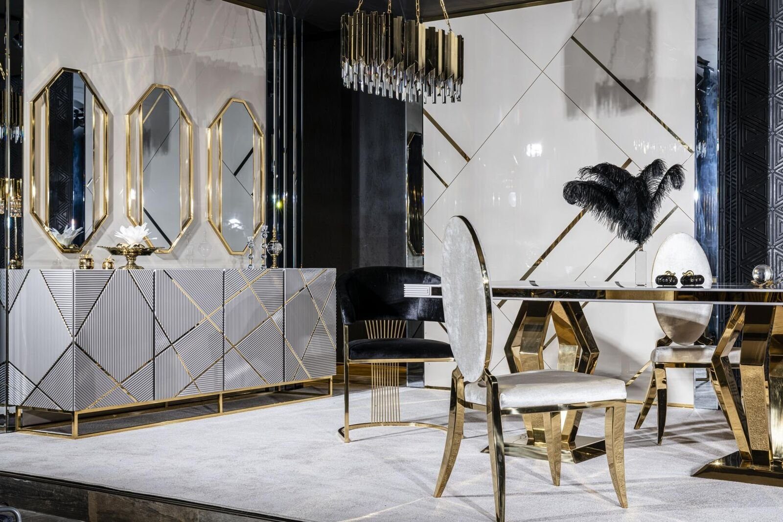 Textil JVmoebel Modern, Stühle mit Stuhl in Stil Metall Luxus Made Europa weiß Esszimmer Stuhl