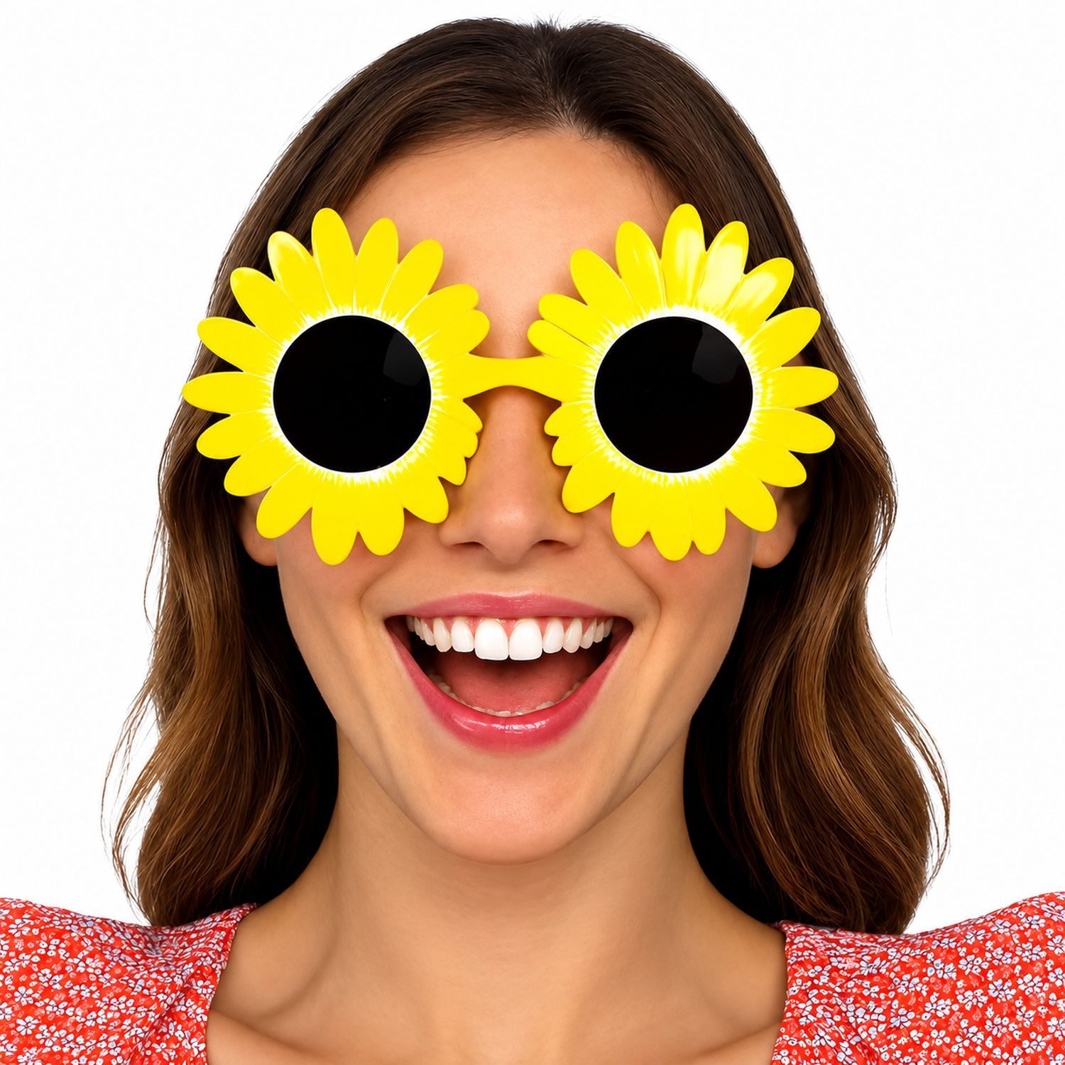 Fiestas Guirca Verkleidungsmaske Gelbe Gänseblümchen Brille zum Kostüm