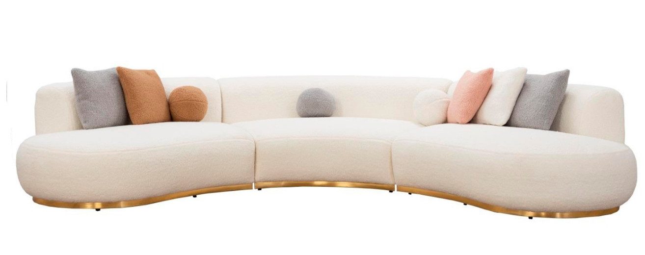 Xlmoebel 4-Sitzer Modernes XXL Sofa Weiß – Ovale Eckgarnitur Stoffsofa Design Sofort, 1 Teile, Hergestellt in Europa