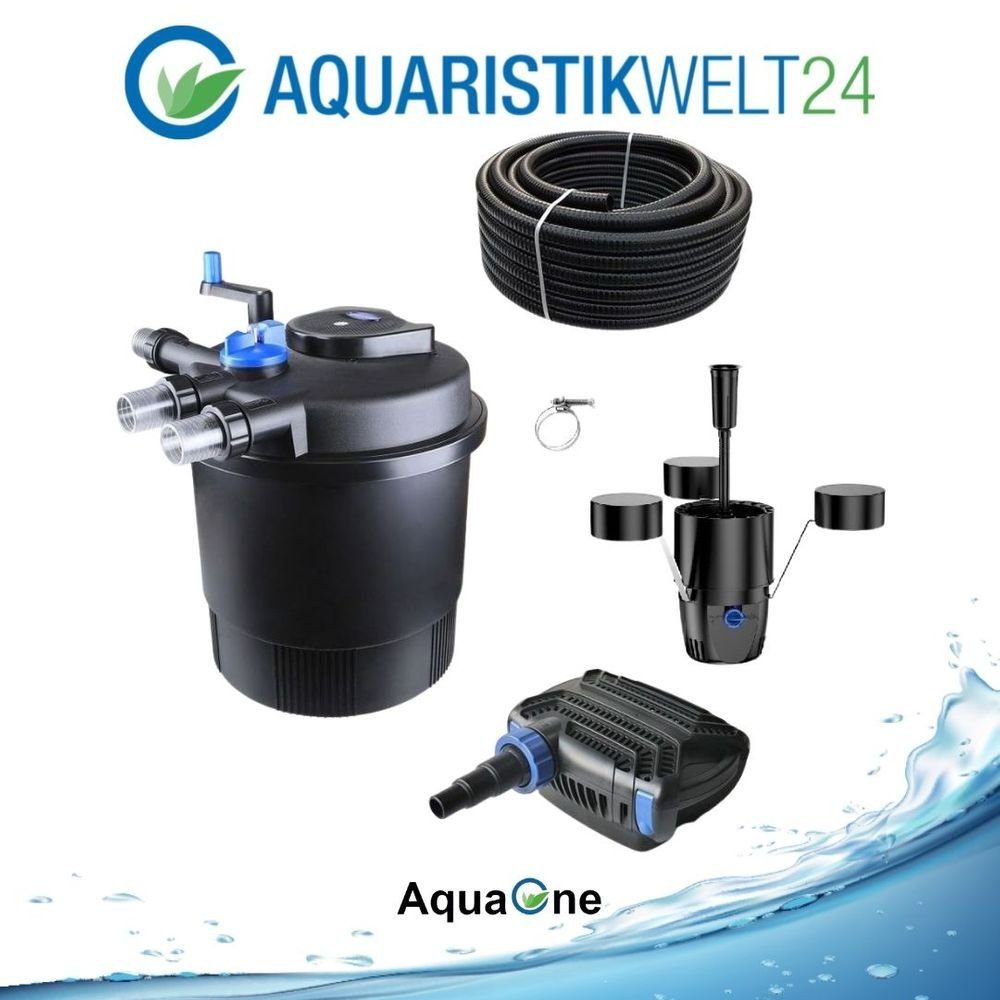 Aquaone Teichfilter AquaOne Teich Filteranlage Set Nr.38 CPF 20000  Druckfilter 50W Eco Teichpumpe Teichgröße bis 40000l Teichschlauch Bachlauf UV  Lampe