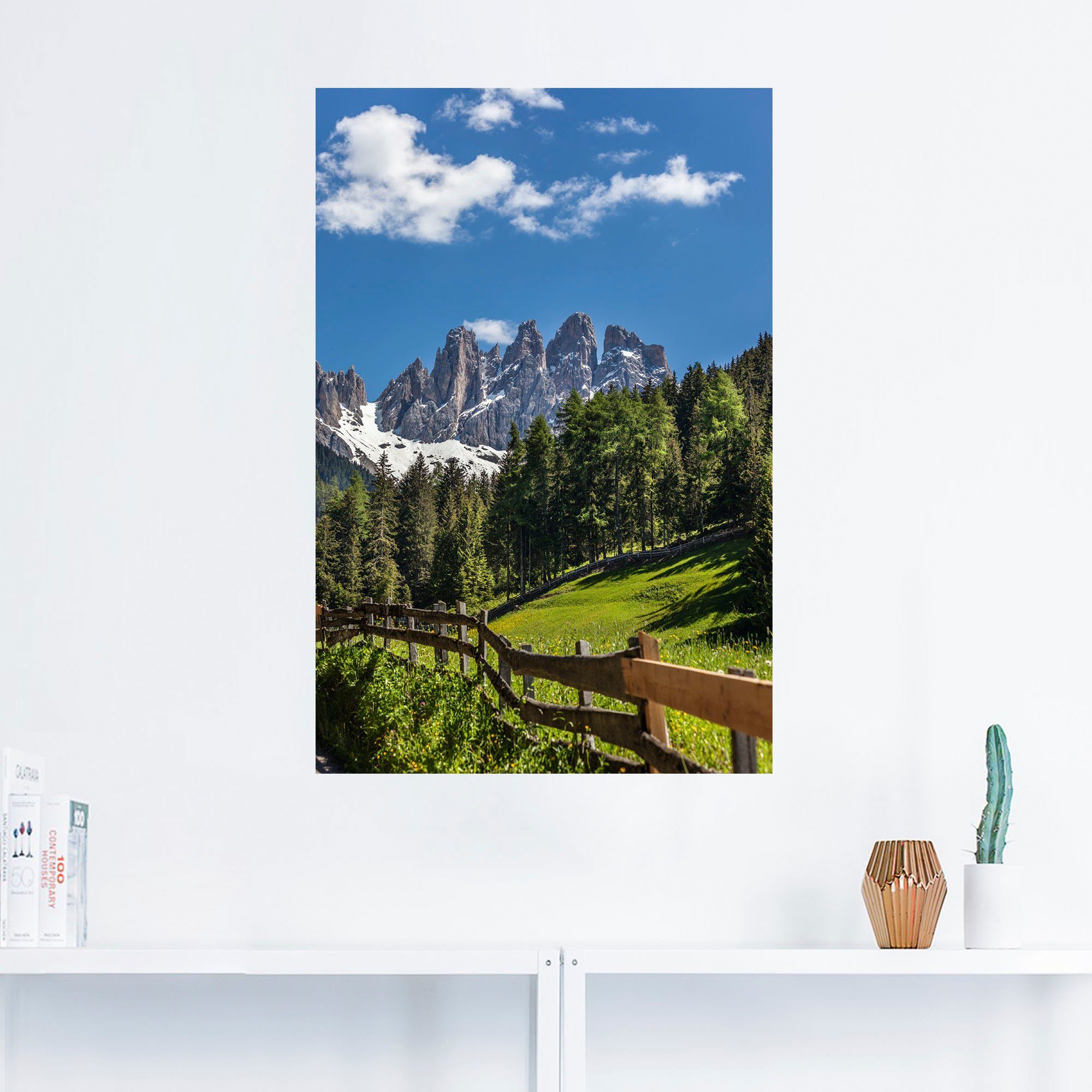 Artland Wandbild »Villnösstal mit Dolomiten, Südtirol«, Berge & Alpenbilder (1 Stück), in vielen Größen & Produktarten - Alubild / Outdoorbild für den Außenbereich, Leinwandbild, Poster, Wandaufkleber / Wandtattoo auch für Badezimmer geeignet-HomeTrends