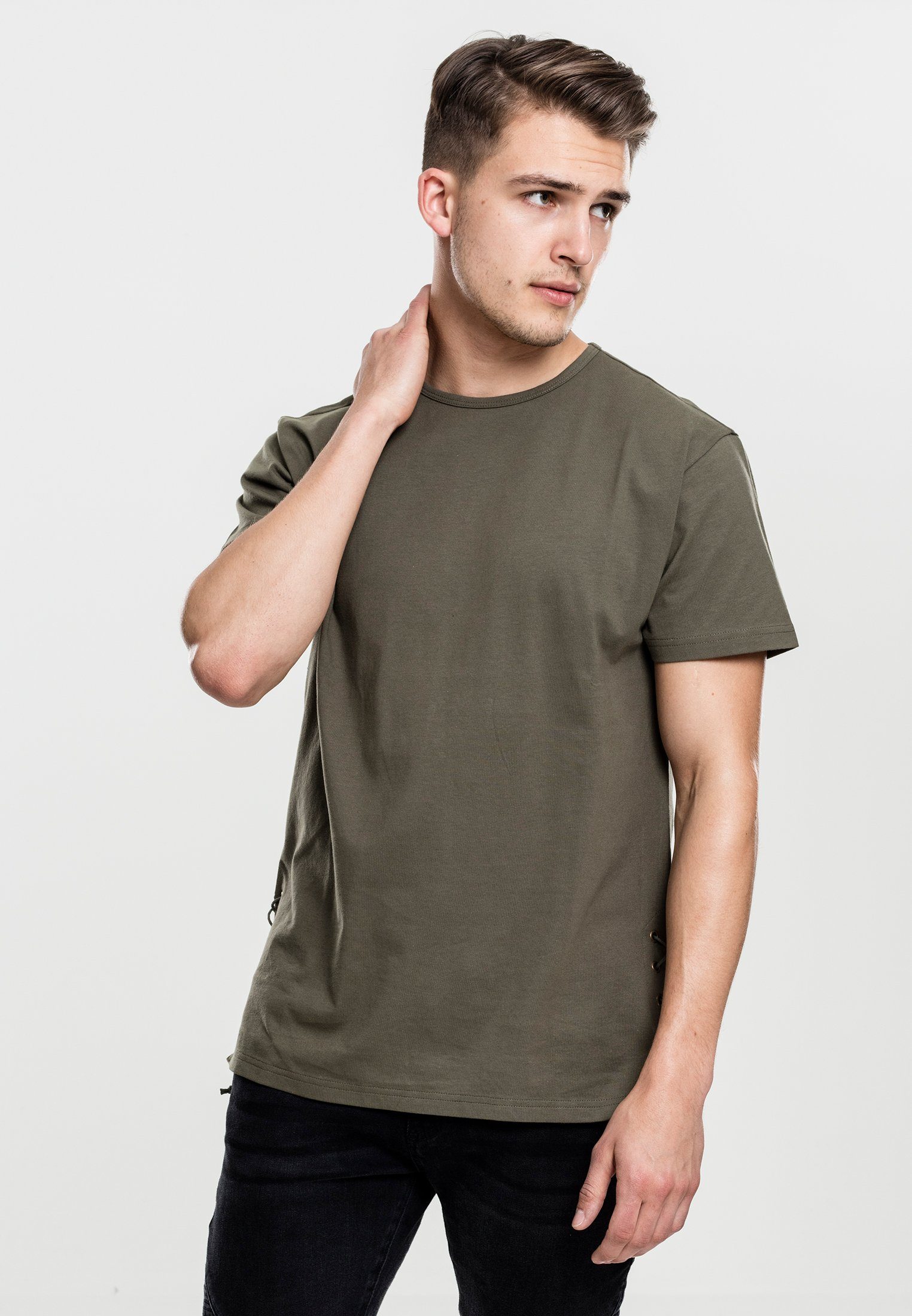 URBAN CLASSICS T-Shirt TB1777 olive Lace Up Long | 