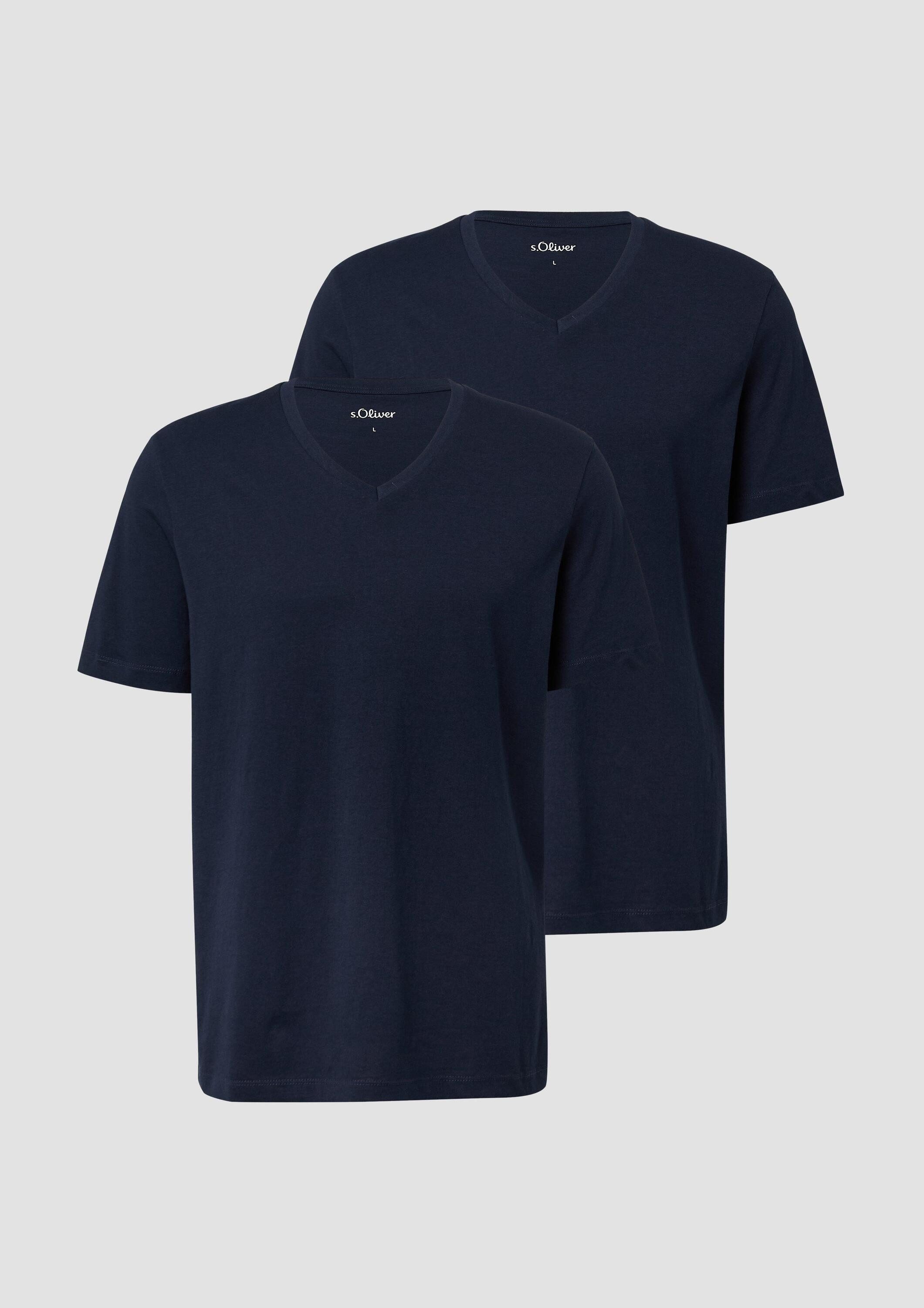 s.Oliver Kurzarmshirt T-Shirt Basic-T-Shirt aus Baumwolle im 2er-Pack