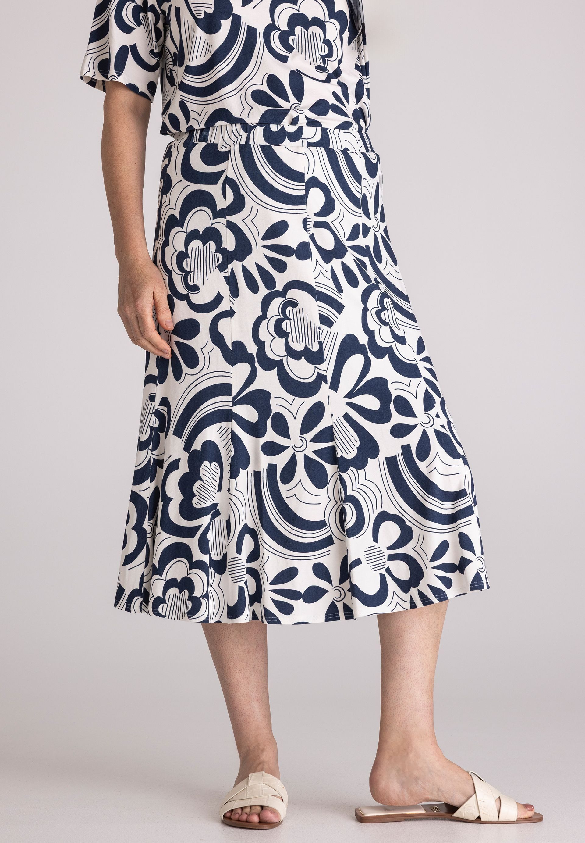 FRANK WALDER Midirock mit floralem Print