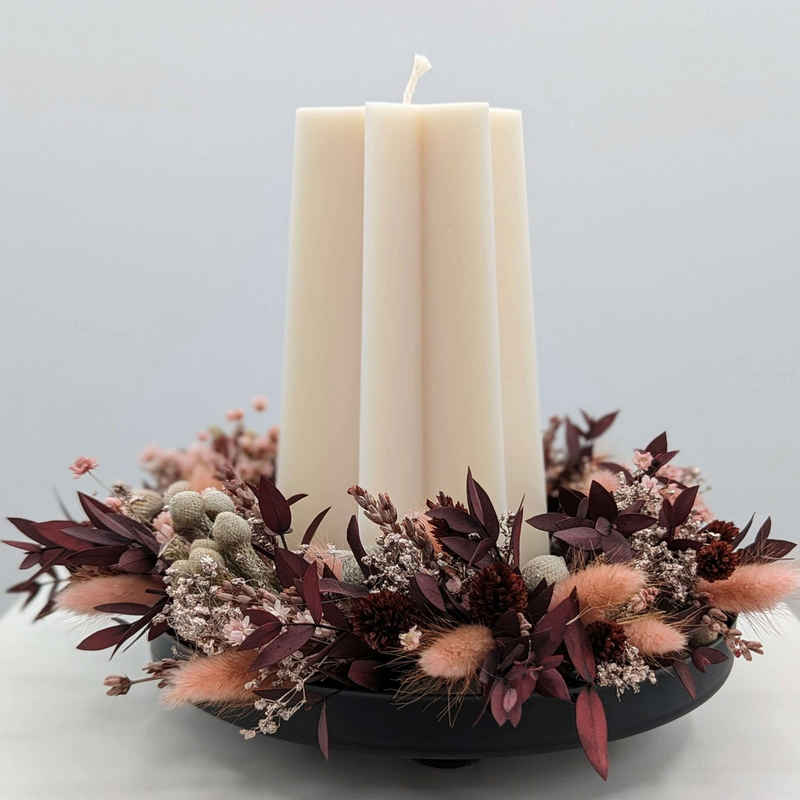 Trockenblume Mit Stil in den Advent: Trockenblumen-Adventskranz in Bordeaux-Rosa, LYKKE & You