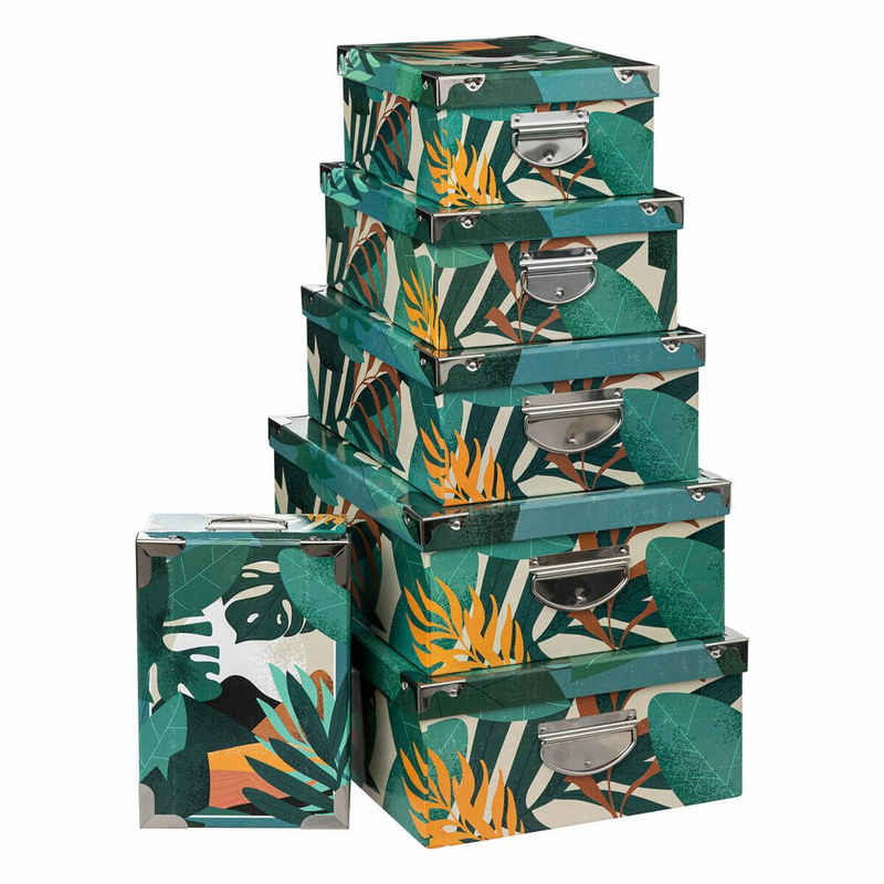 5five Simply Smart Aufbewahrungsbox Boxset Tropical 6-tlg. (Set, 6 St), stoßfeste Metall-Ecken