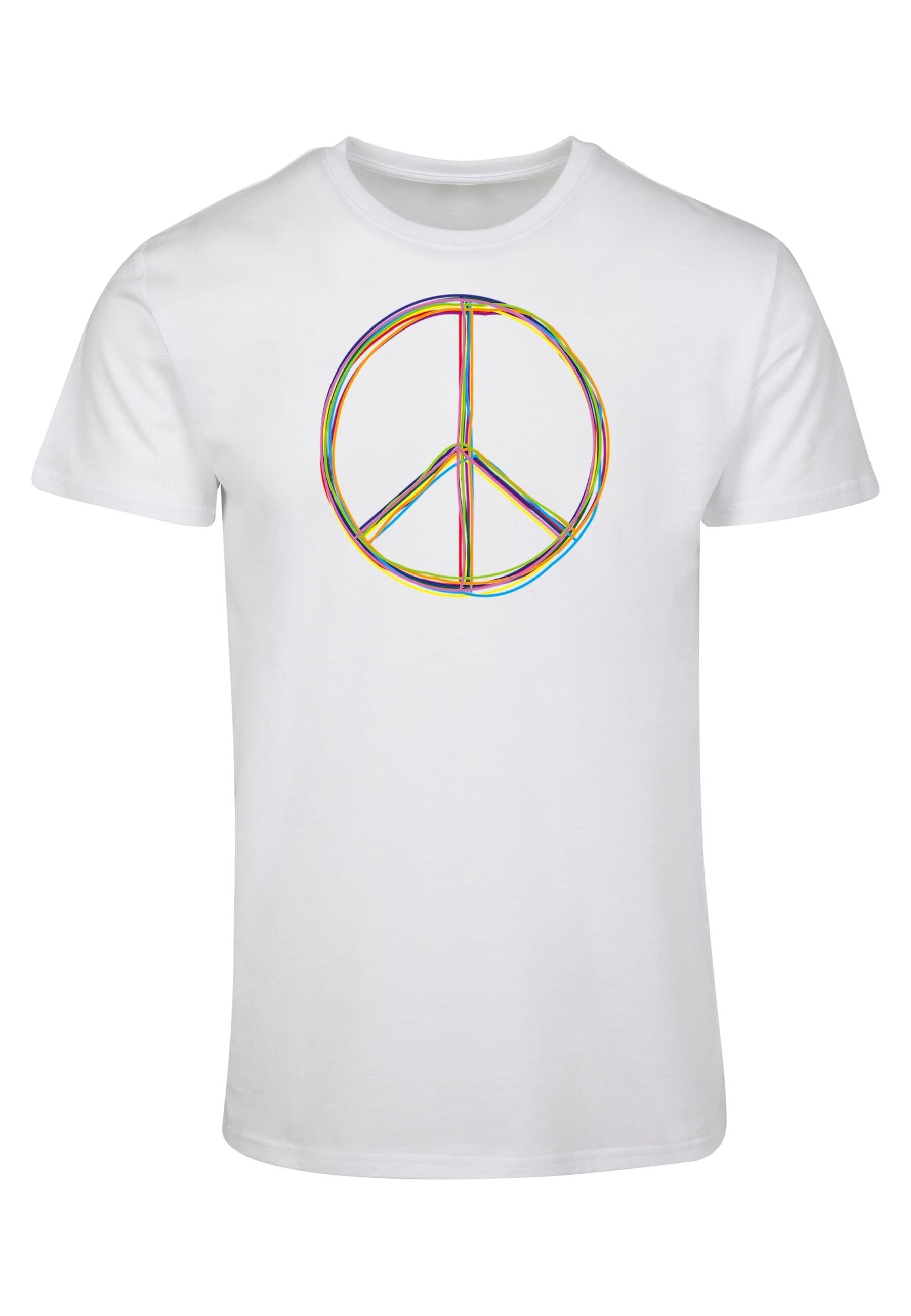 Merchcode T-Shirt Herren Peace_Multicolor with Basic T-Shirt (1-tlg) white