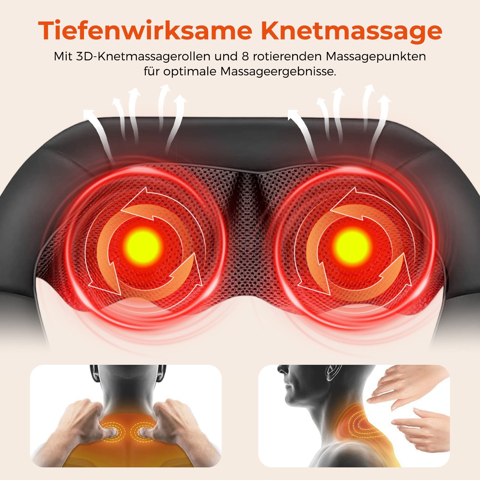 AKKEE Nacken-Massagegerät Shiatsu-Massagegerät mit Wärme für Nacken Rücken Schulter Taille, Geeignet für alle Muskelgruppen – Bild 5 von 5