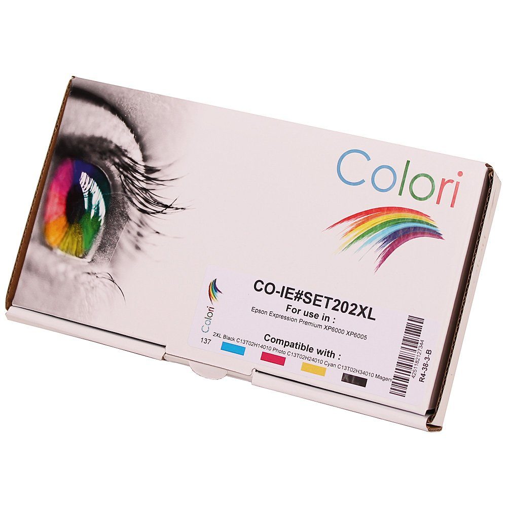 Colori Tintenpatrone (Kompatibles Set 5x Druckerpatrone kompatibel für Epson 202XL für Expression Premium XP-6000 XP-6005 von Colori)