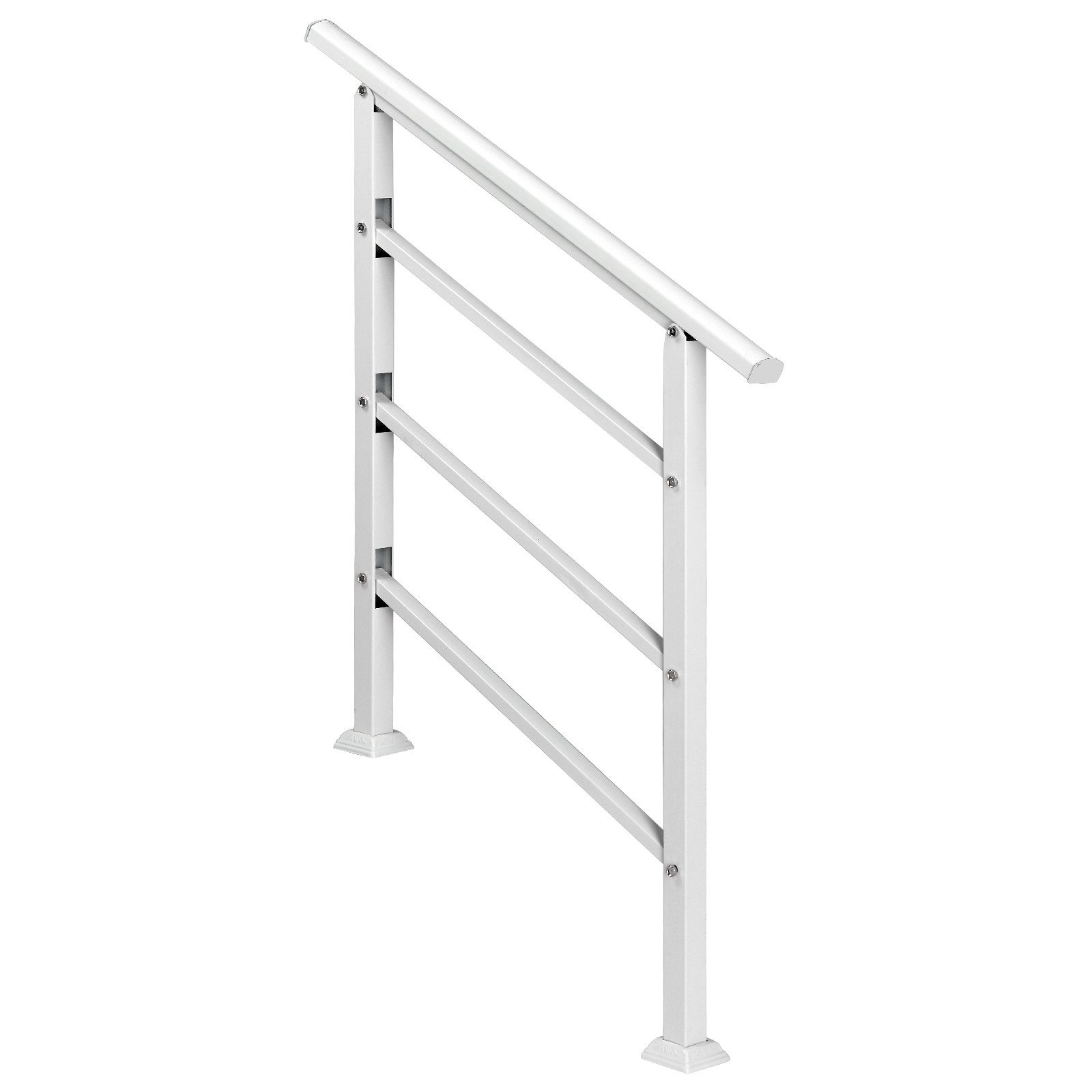 LALAHO Treppengeländer Handlauf Geländer für Treppen Brüstung Balkon, 96 cm Länge, 135 cm Höhe, mit 2 Pfosten, 1–3 Stufen, 3 Querstreben
