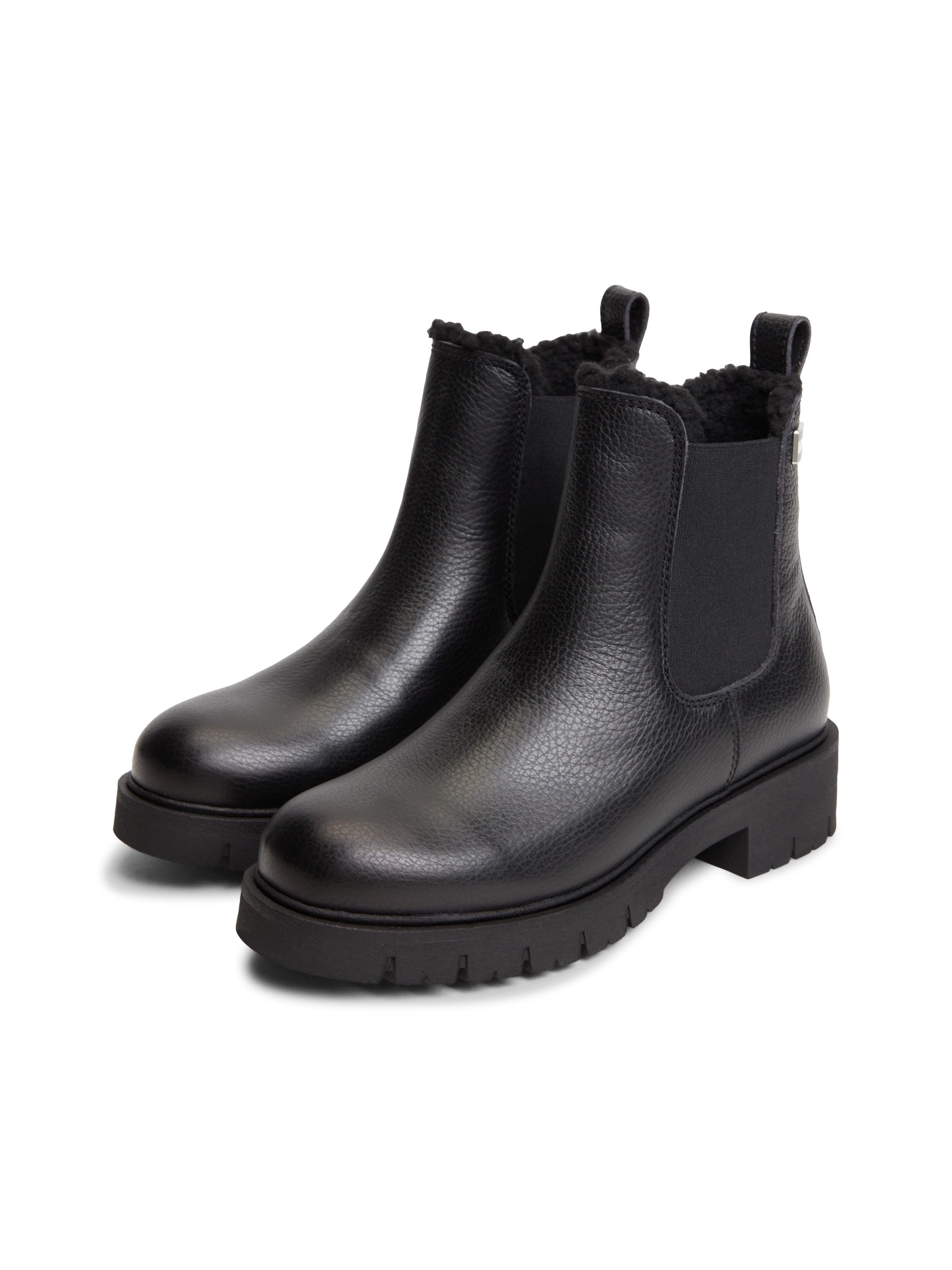Tommy Jeans TJW CLEATED CHELSEA BOOTS WL Winterboots Blockabsatz, Stiefelette, Chelseaboots mit typischer Logoflag