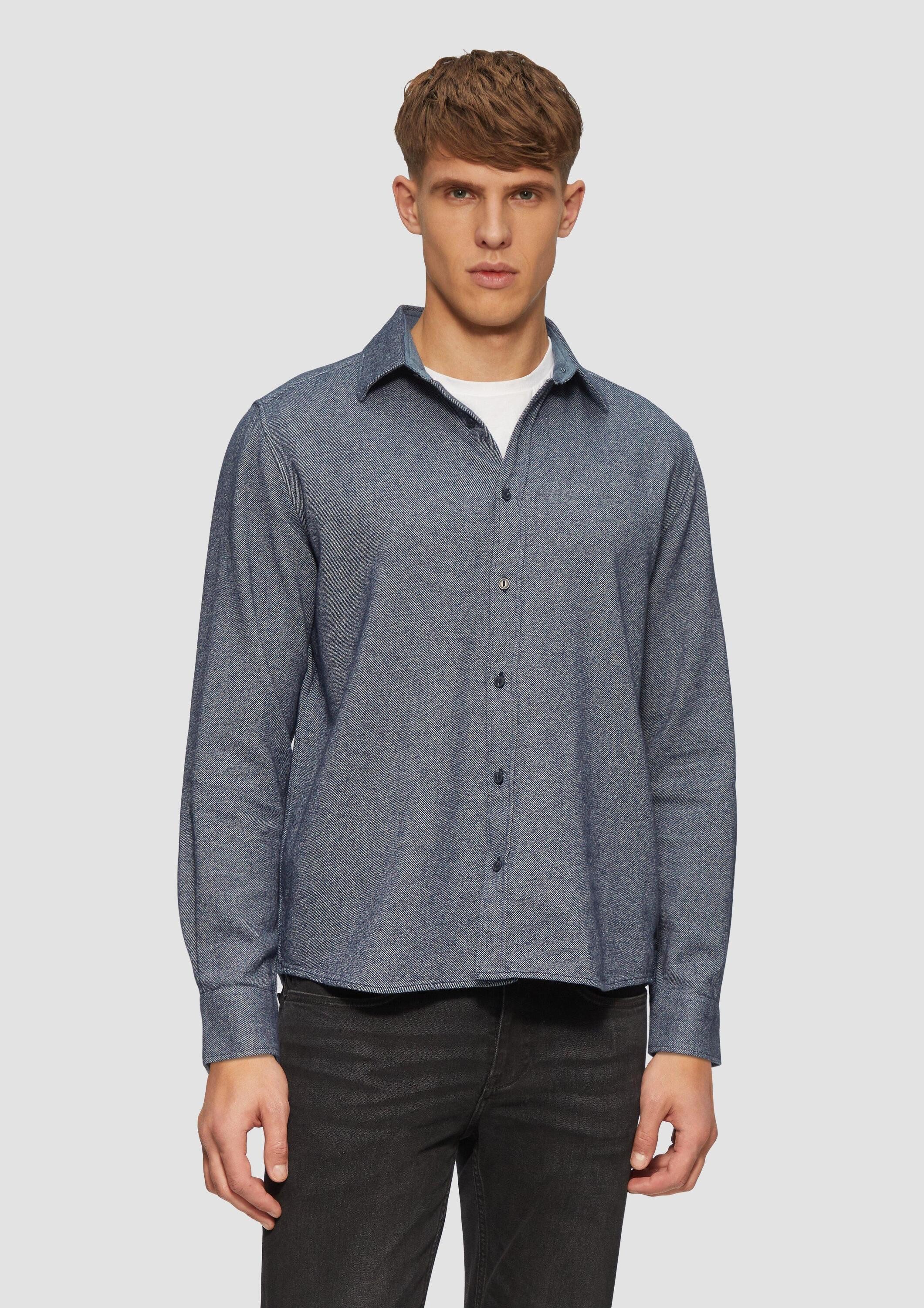 s.Oliver Langarmhemd Hemd Regular Fit: Wärmendes Hemd aus mehrfarbigem Twill