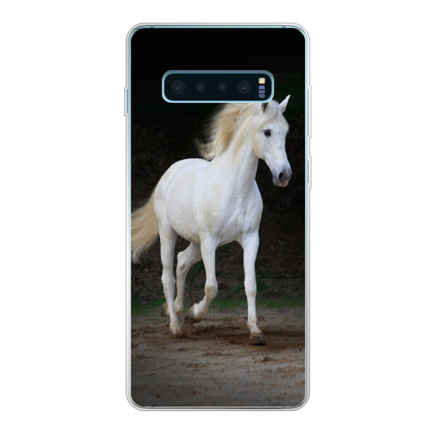 MuchoWow Handyhülle für Samsung Galaxy S10 Plus Pferde - Sand - Dunkel, Phone Case, Silikon, Schutzhülle Dünn
