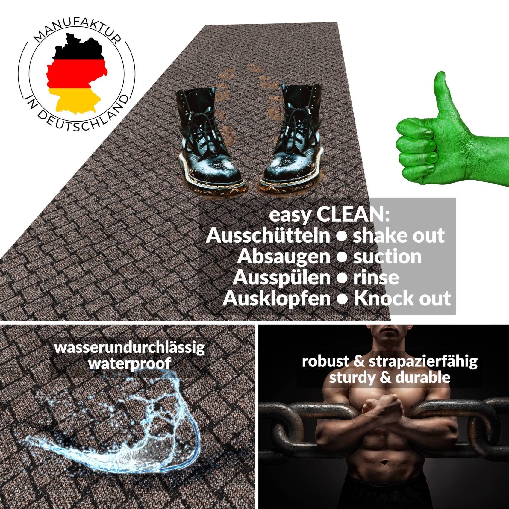 ANRO Läufer Schmutzfangläufer für Flur, Diele, Eingang und Büro, rechteckig, Höhe: 6 mm, Rückseite Precoat Duo, zuschneidbar – Bild 2 von 5