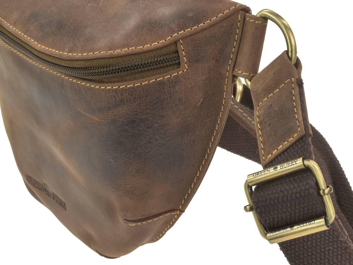Greenburry Bauchtasche "Vintage" Crossbag Crossbody Bag Leder 26x17cm antik braun, Crossover, Festivaltasche, Outdoortasche