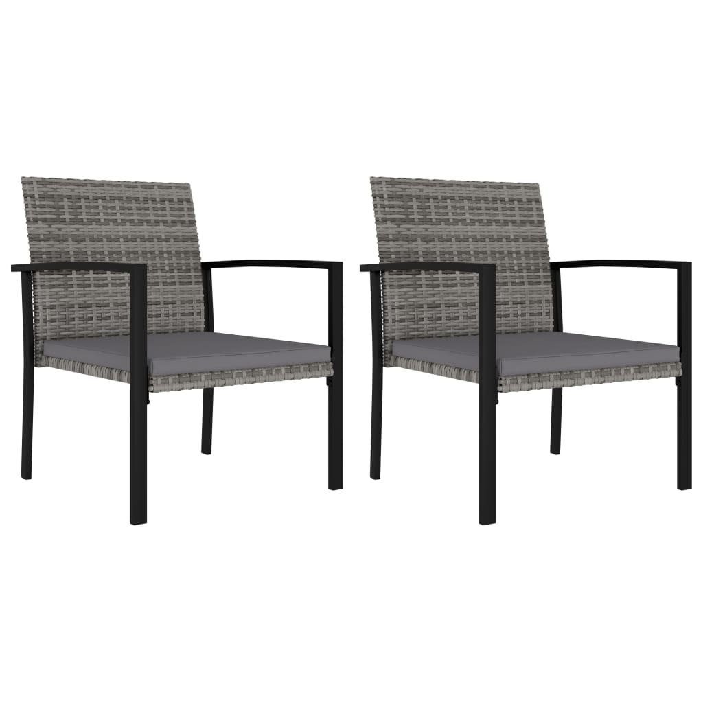 Poly Stk. (2 vidaXL St) Rattan 2 Grau Grau Gartenstuhl Garten-Essstühle | Grau