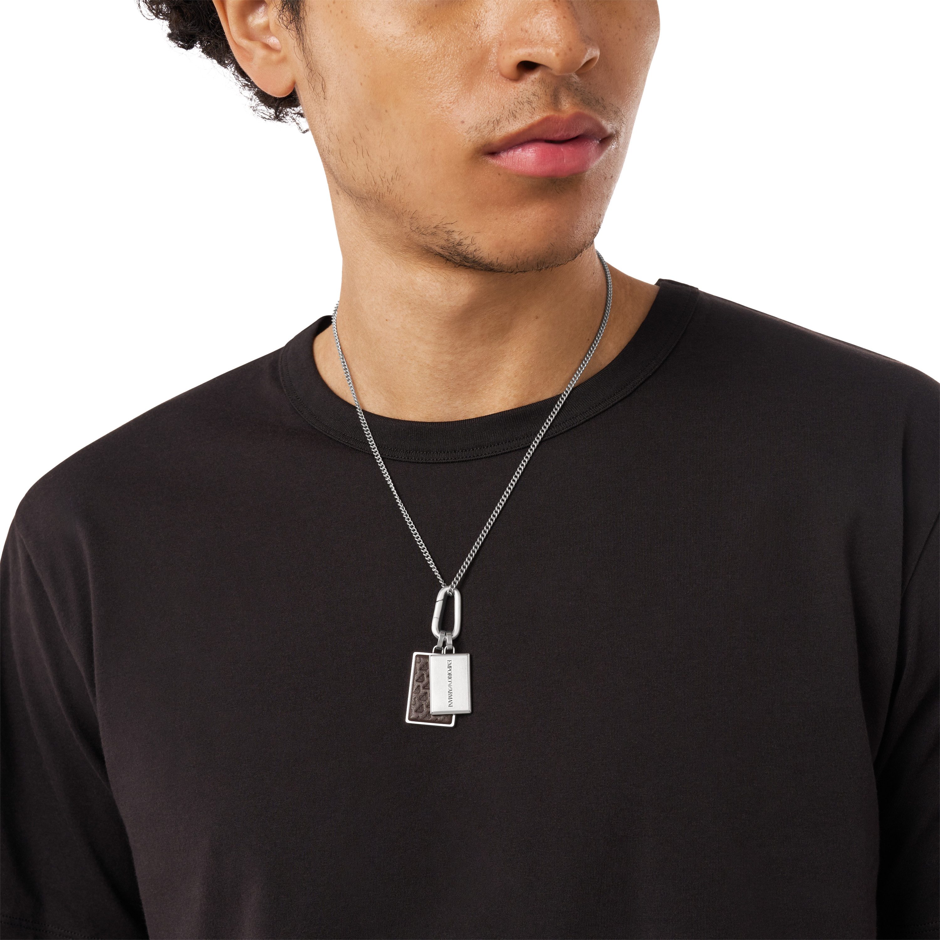 Emporio Armani Kette mit Anhänger Schmuck Geschenk Edelstahl Halsschmuck EAGLE LOGO Dog Tag