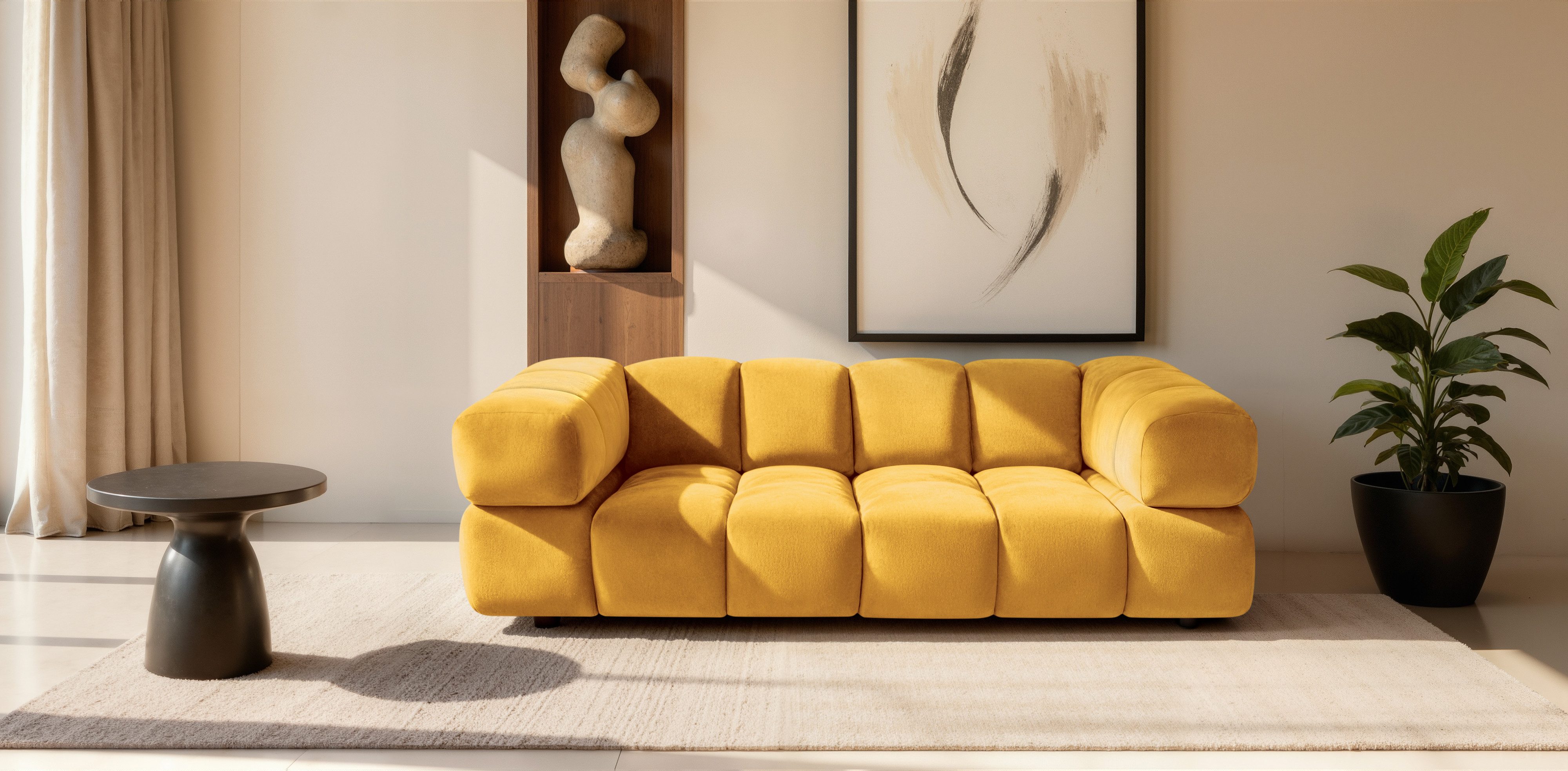 Kaiser Möbel Sofa 3-Sitzer für Wohnzimmer, Samtstoff Bluvel, Averro, 3-Sitzer Sofa, Designer-Bubble-Form,Modernes Minimalismus-Design