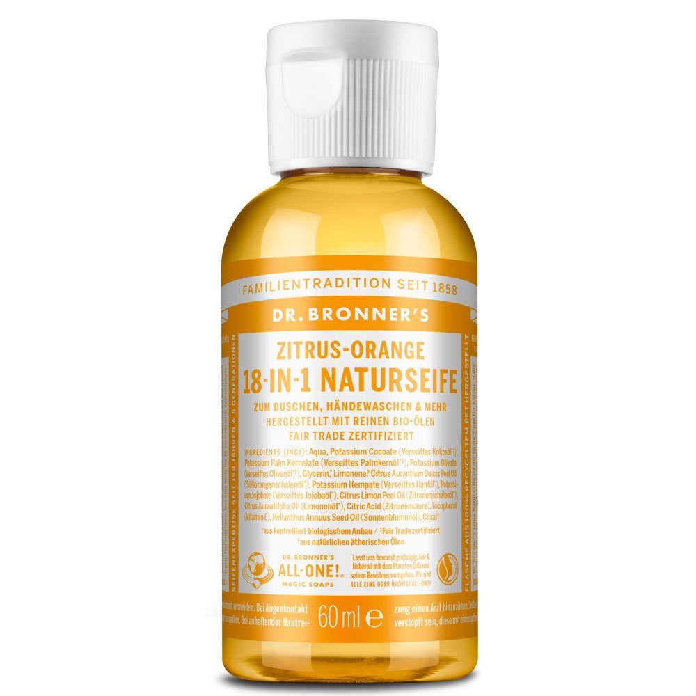 Dr. Bronners Handseife -IN- Naturseife Zitrus Orange, Orange, 60 ml