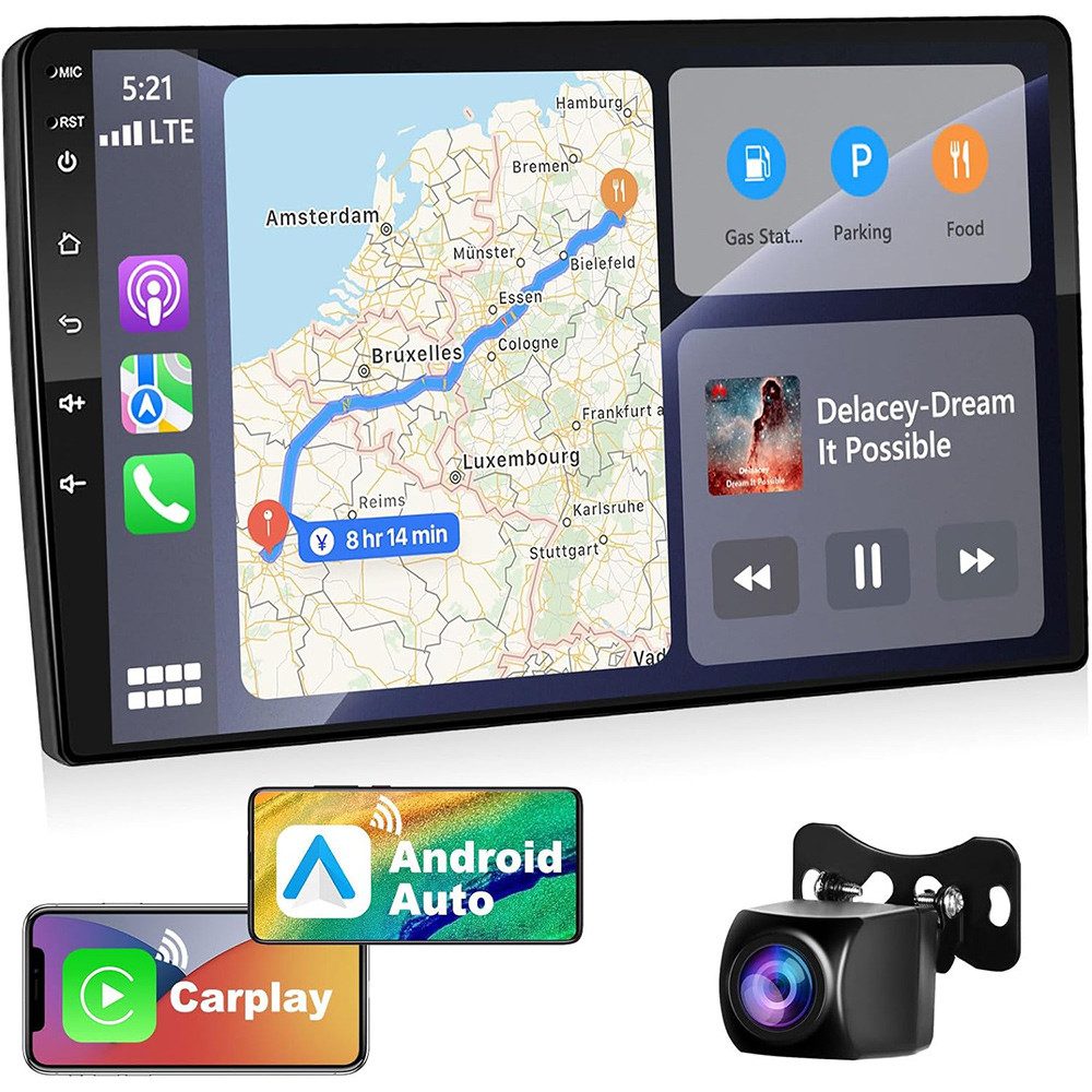 Hikity Android 2 Din Autoradio 9'' HD MP5 Player mit Rückfahrkamera Autoradio (GPS-Navigation, Bluetooth, HiFi, WiFi, FM RDS)