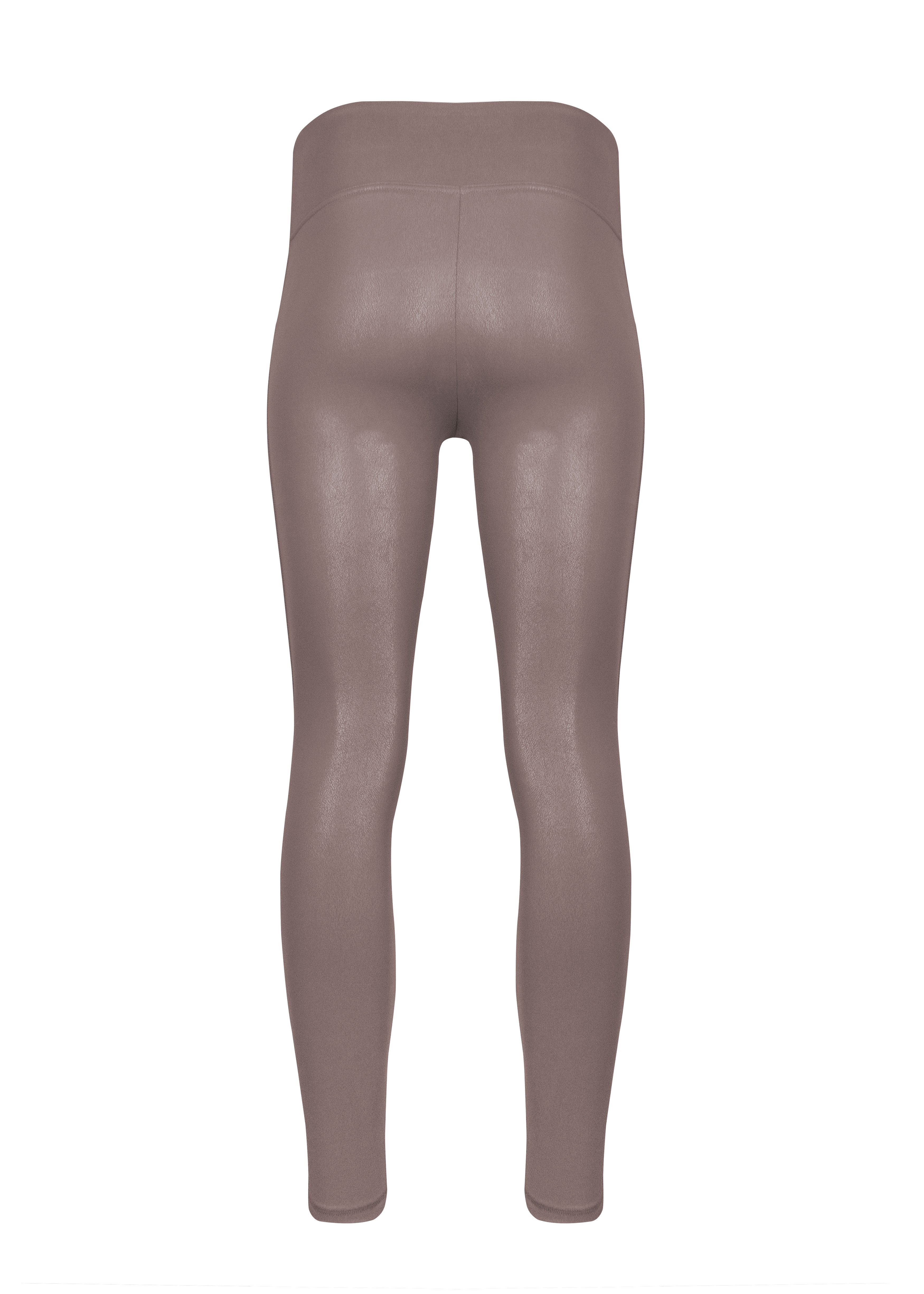 MAGIC Bodyfashion Leggings Leather Look Legging hoch tailliertes Design, keine vordere Mittelnaht