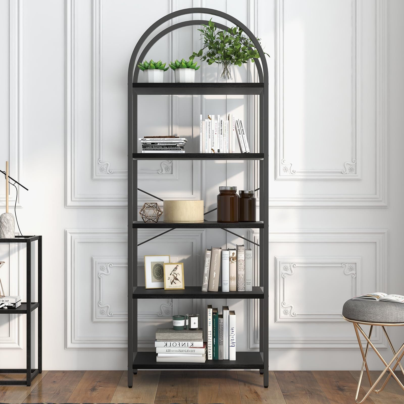 GarveeMore Bücherregal Gewölbtes Bücherregal