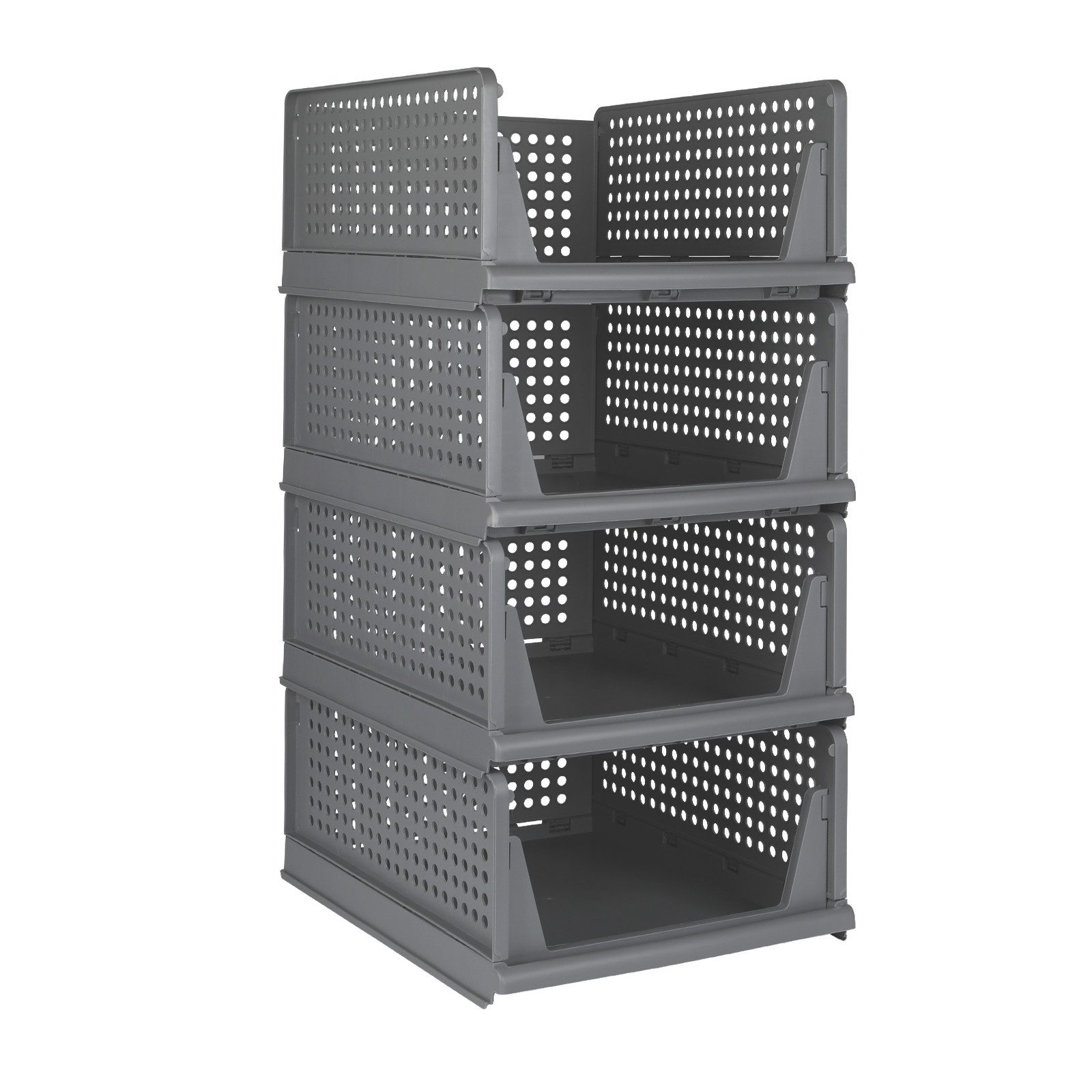 JEOBEST Organizer Stapelbarer Kleiderschrank, Schublade Faltbare Aufbewahrungsbox, (Set of 4), Plastik Lagerkisten für Schlafzimmer, Küche, Bad, Büro – Bild 5 von 5
