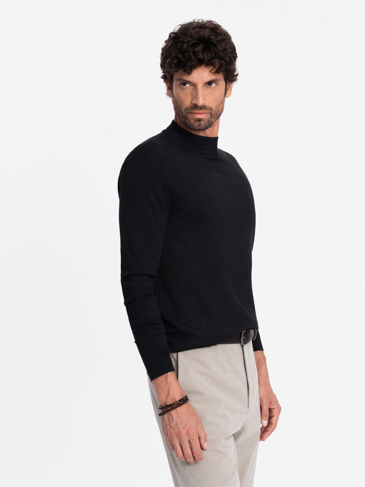 OMBRE Rollkragenpullover Gestrickter halber Rollkragenpullover für Männer mit Viskose