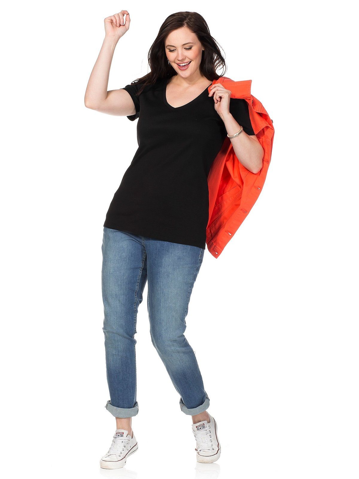 Sheego T-Shirt Große Größen mit V-Ausschnitt
