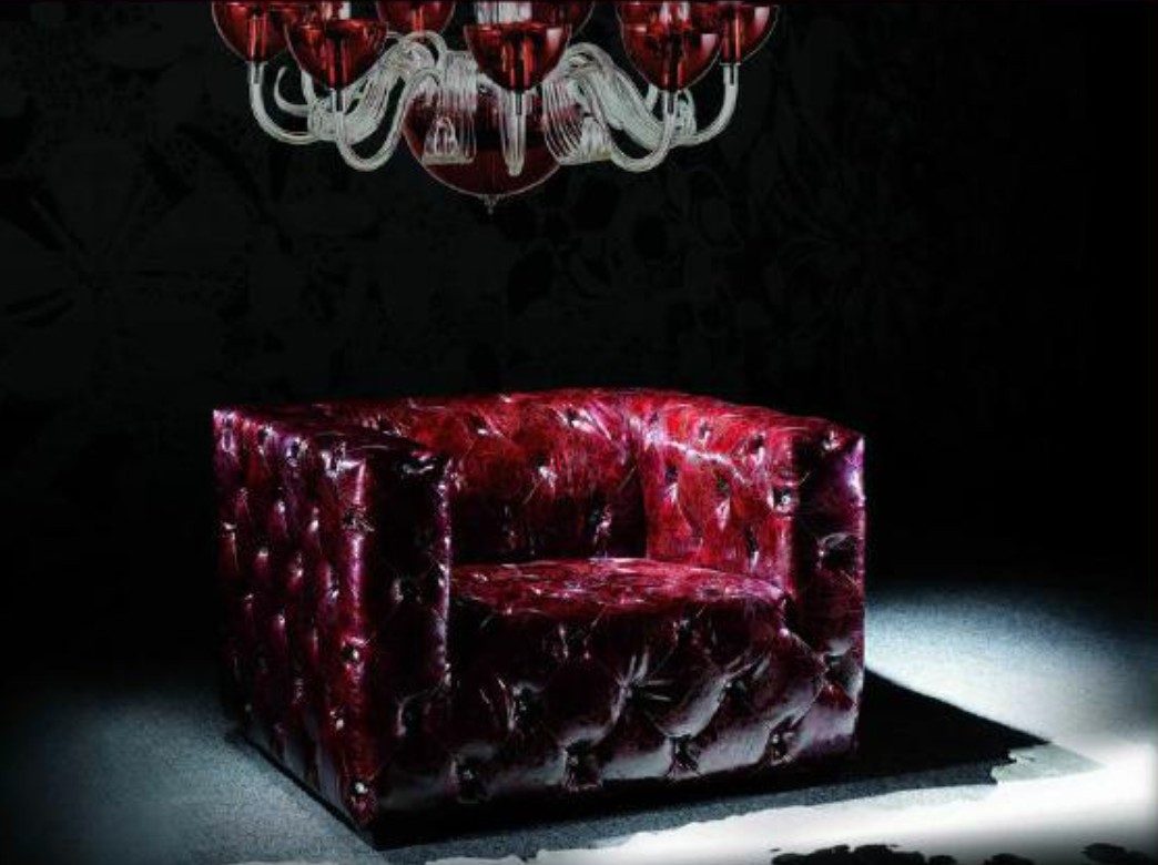 JVmoebel Кресла Chesterfield Bordeauxfarbener Chesterfield Ledersessel im Club-Stil, Made in Europa