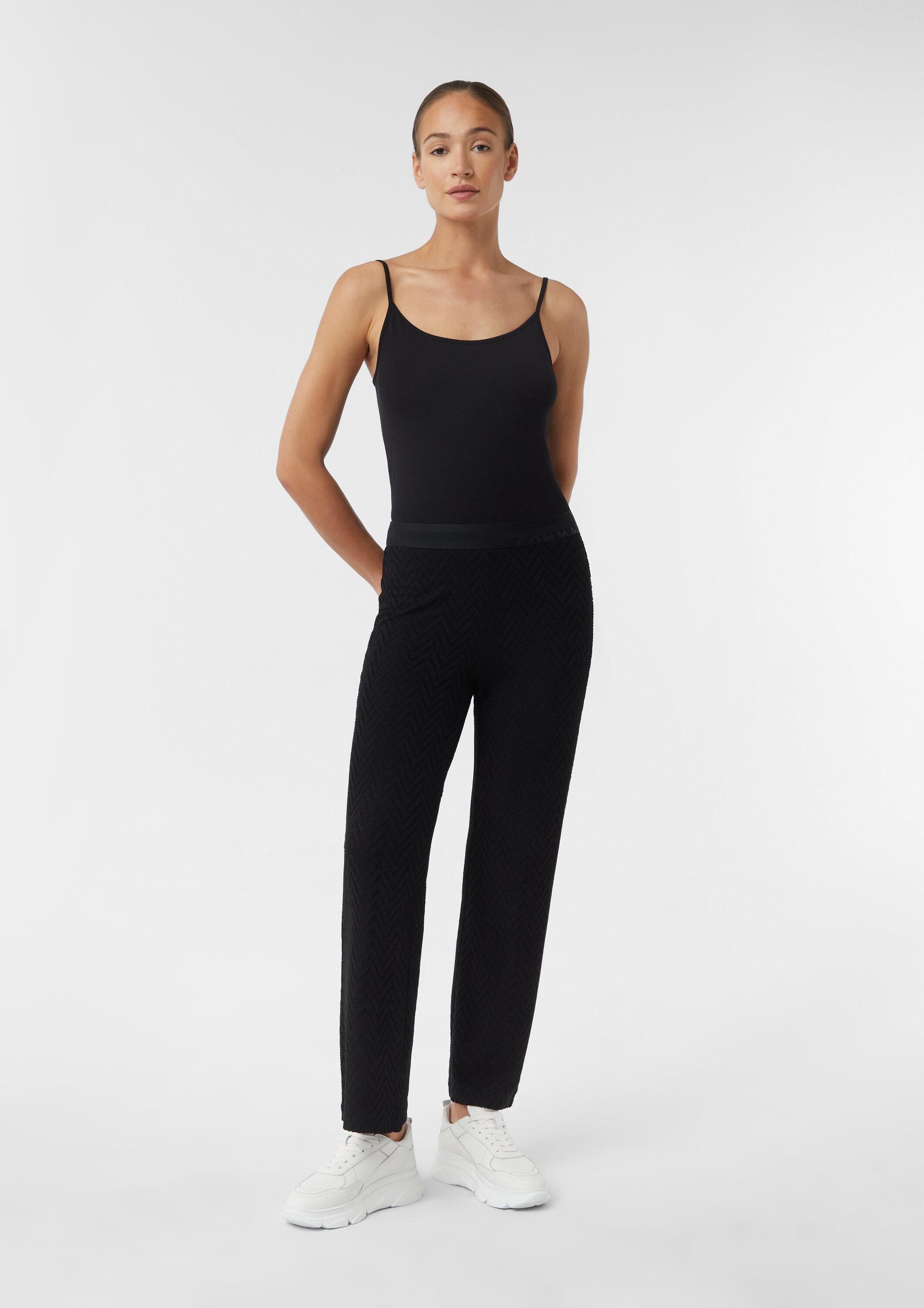 comma Chinos Hose Straight Leg-Hose aus Viskosemix mit Ajourmuster günstig online kaufen